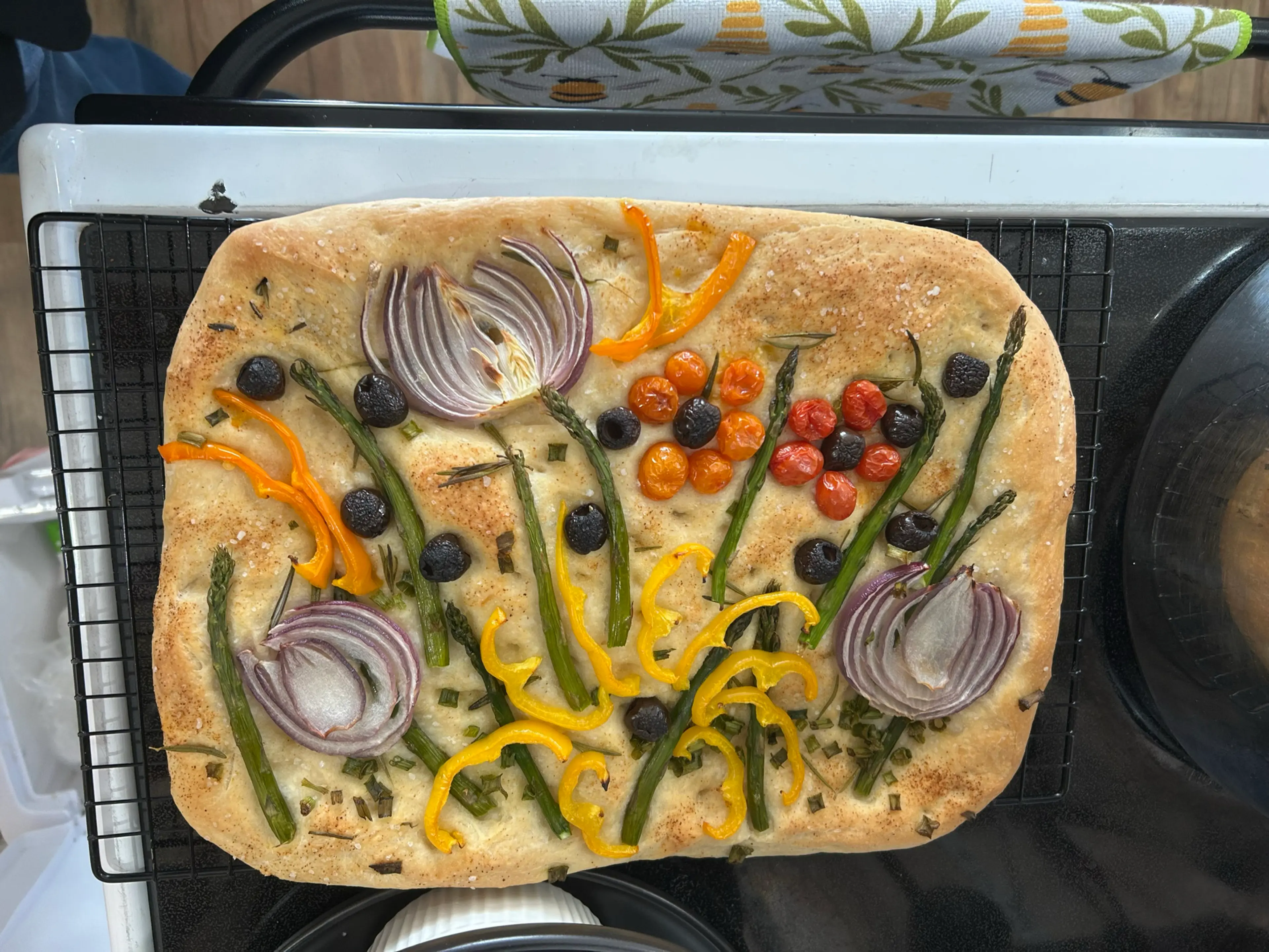 Focaccia Bread (with Veggie Garden)