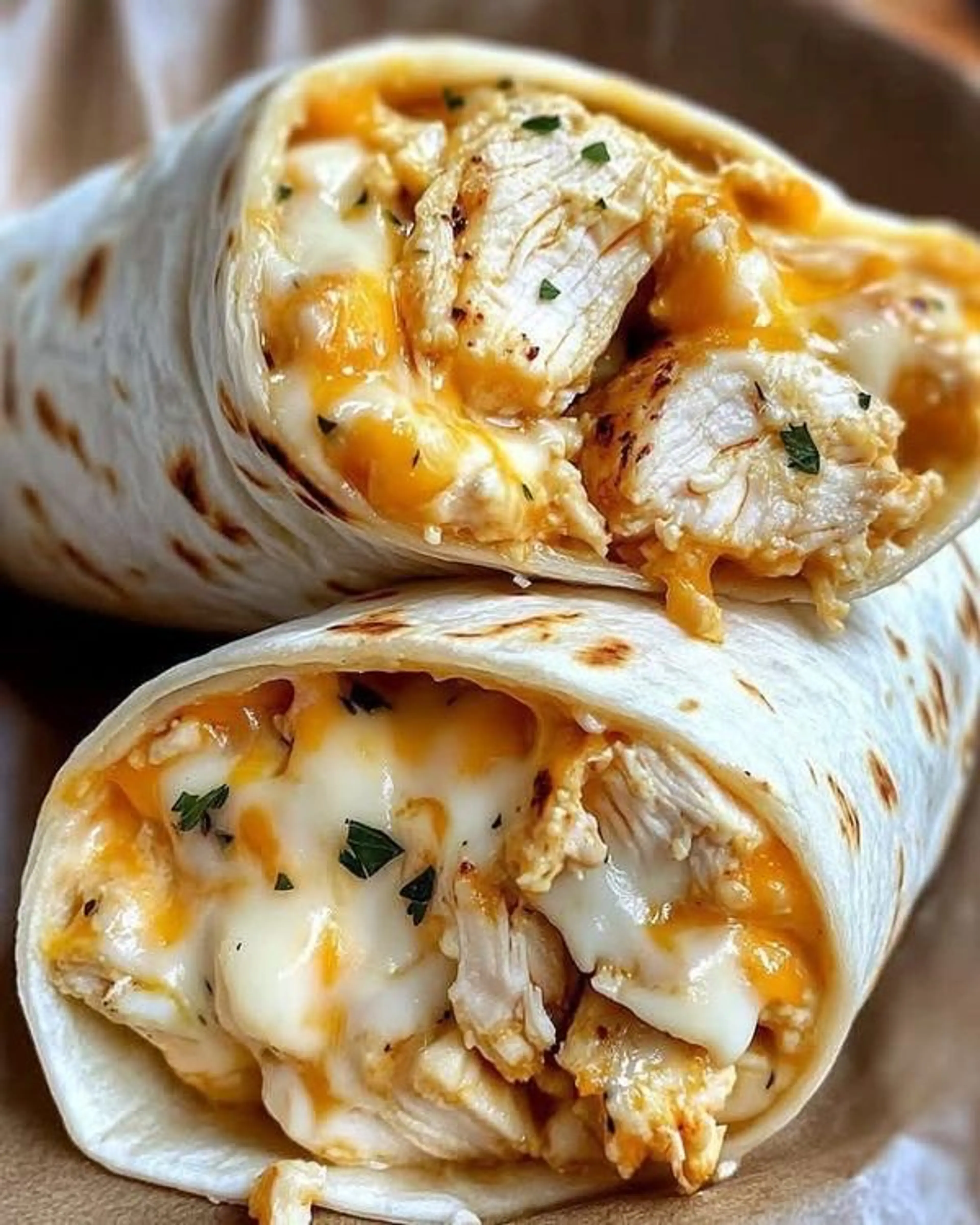 Cheesy Garlic Chicken Wraps