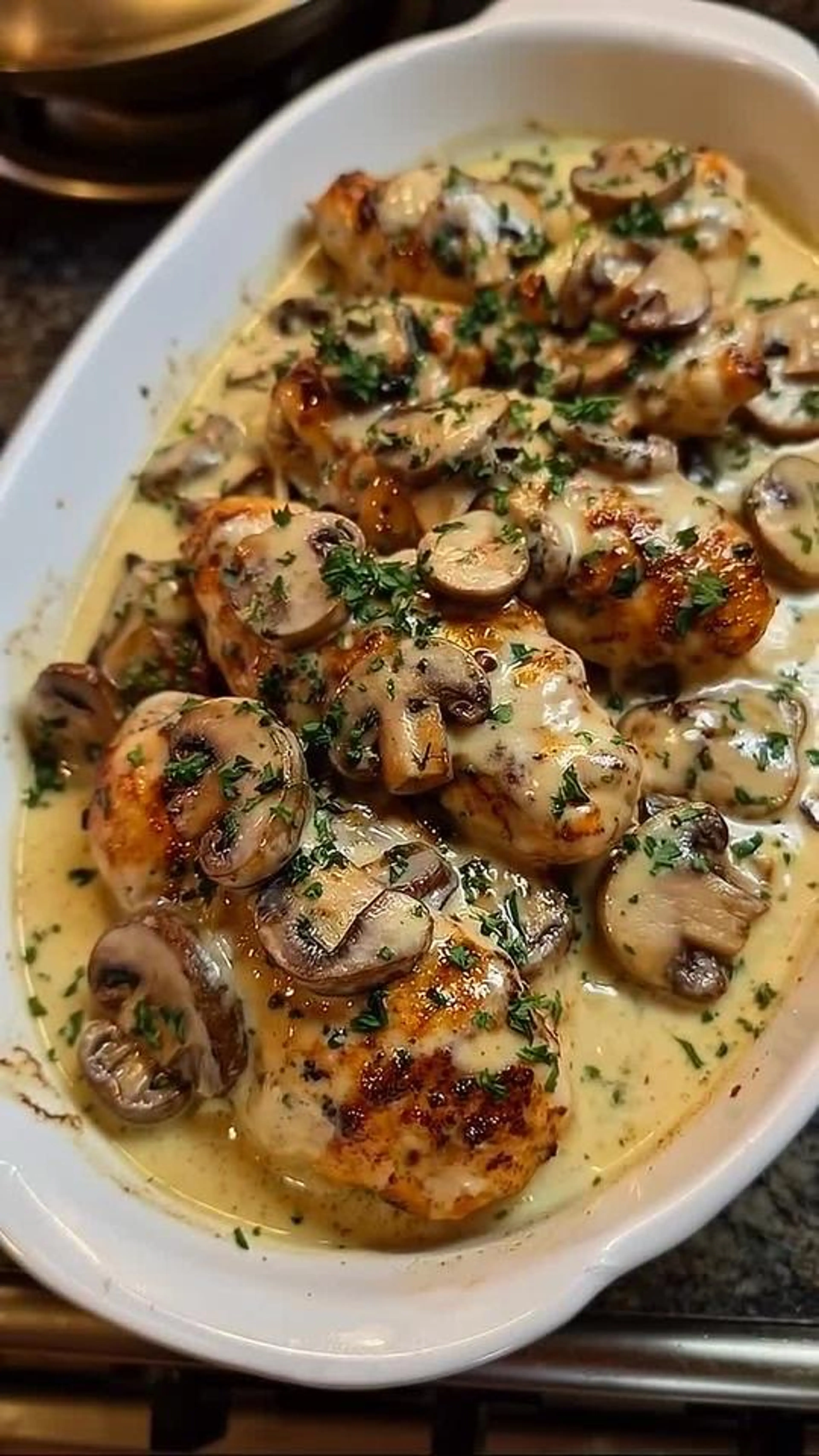 Dish Name: Creamy Garlic Mushroom Chicken