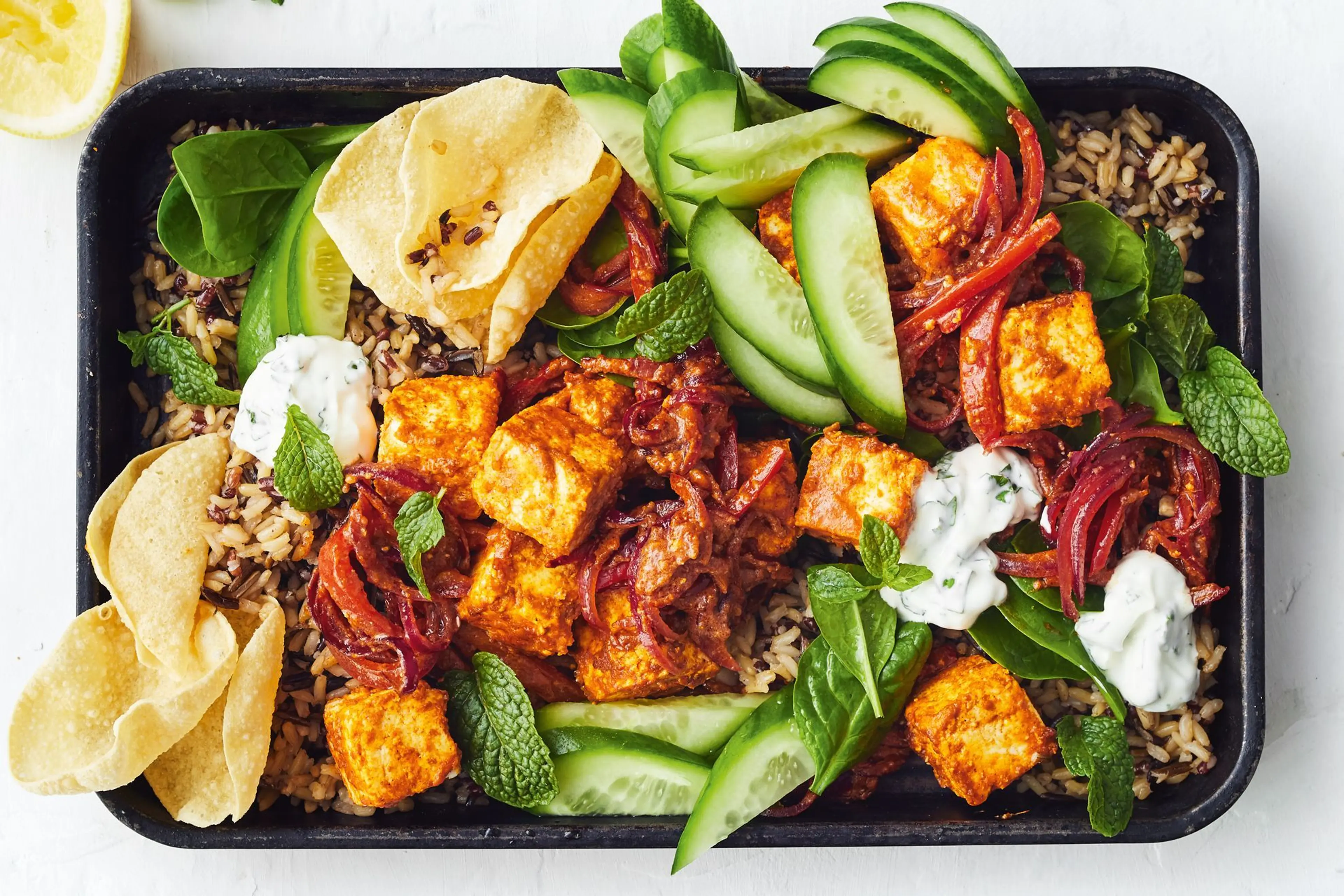 17-minute tandoori paneer with salad and raita recipe
