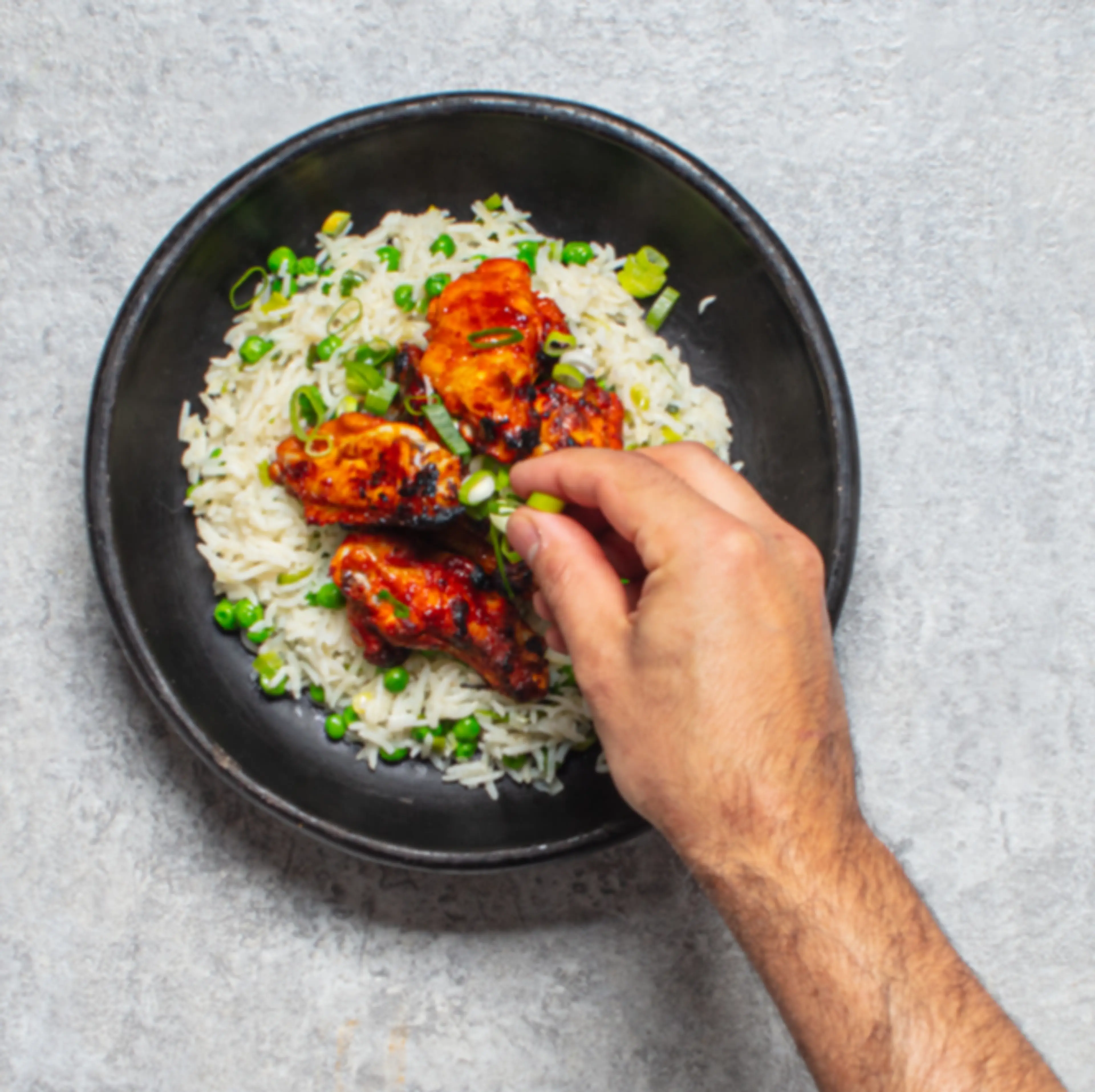 Sticky Korean Wings With Pea And Sesame Rice