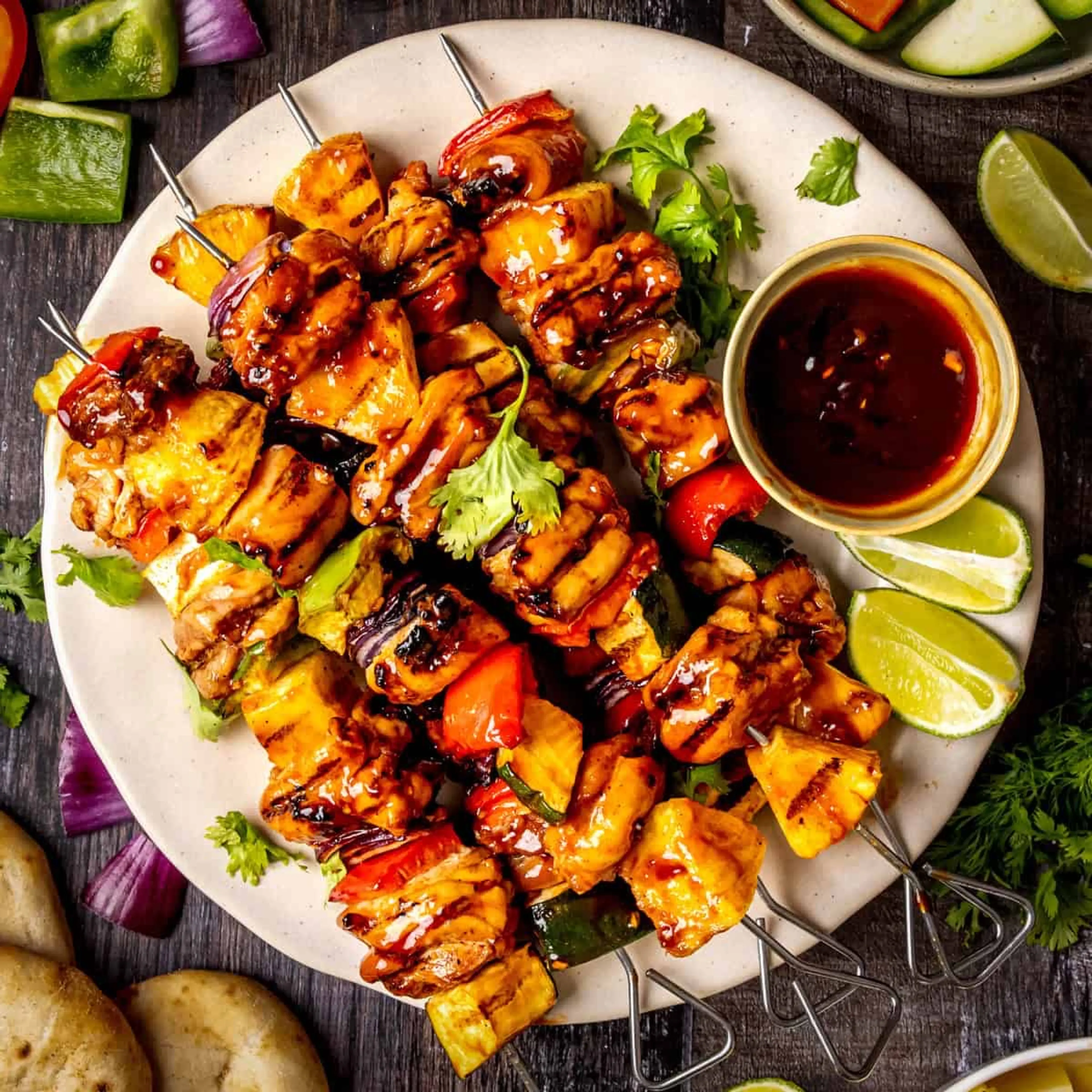 Hawaiian Grilled Teriyaki Chicken Pineapple Skewers