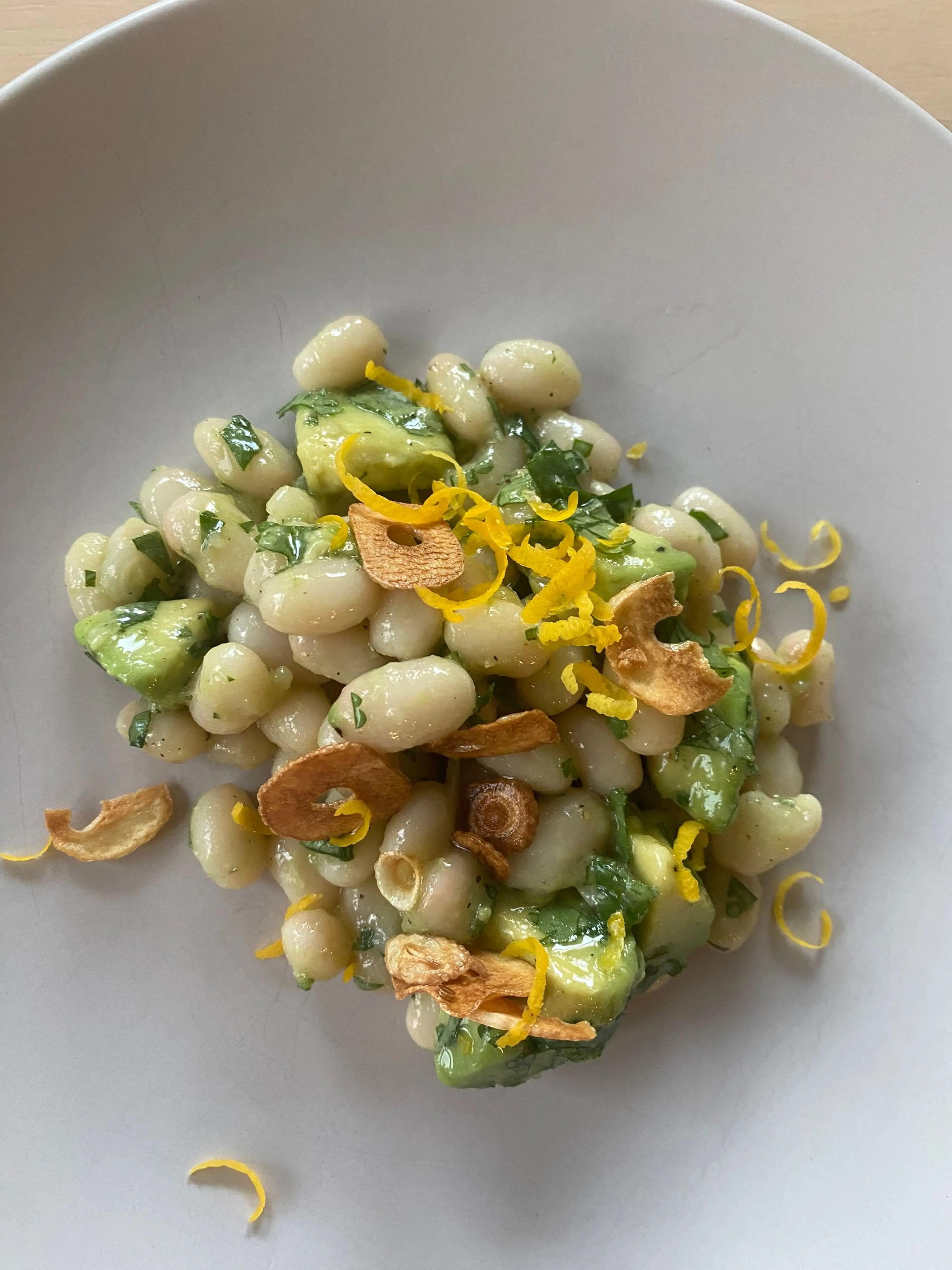 Hutterite Bean and Avocado Salad with Garlic Oil