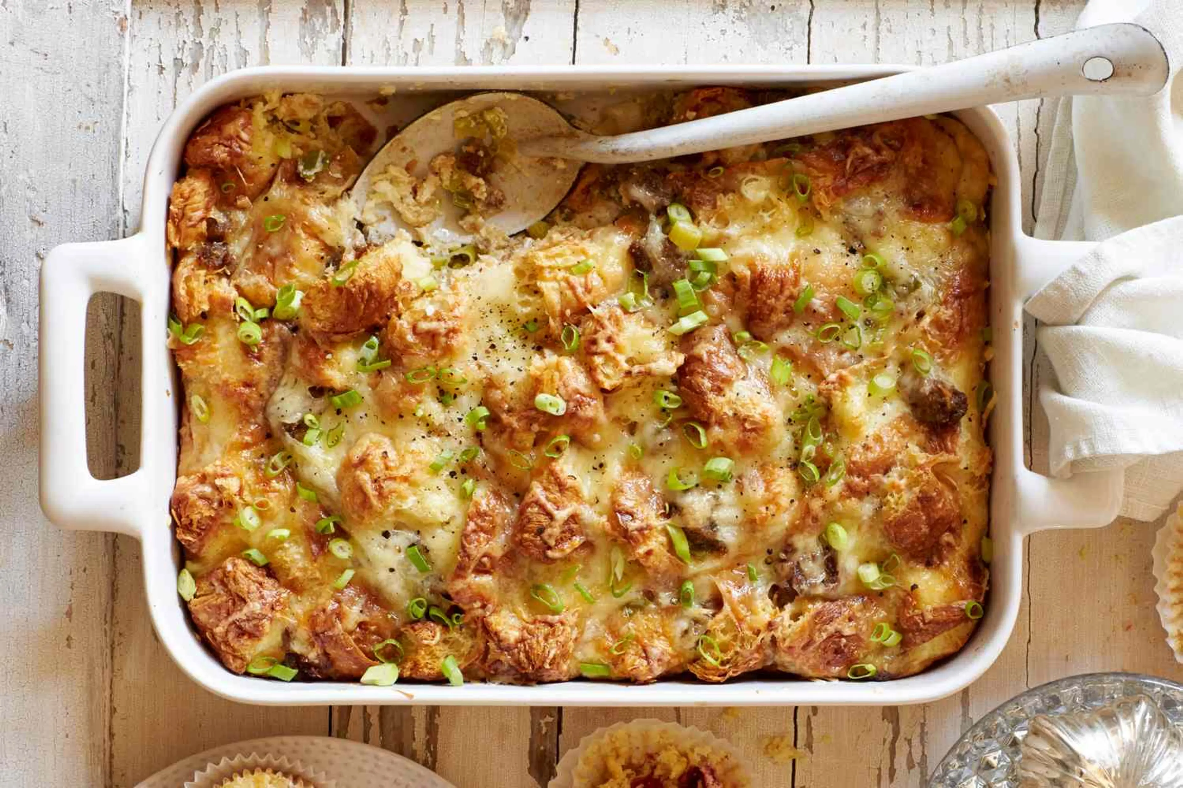 Sausage & Croissant Casserole - Cheesy