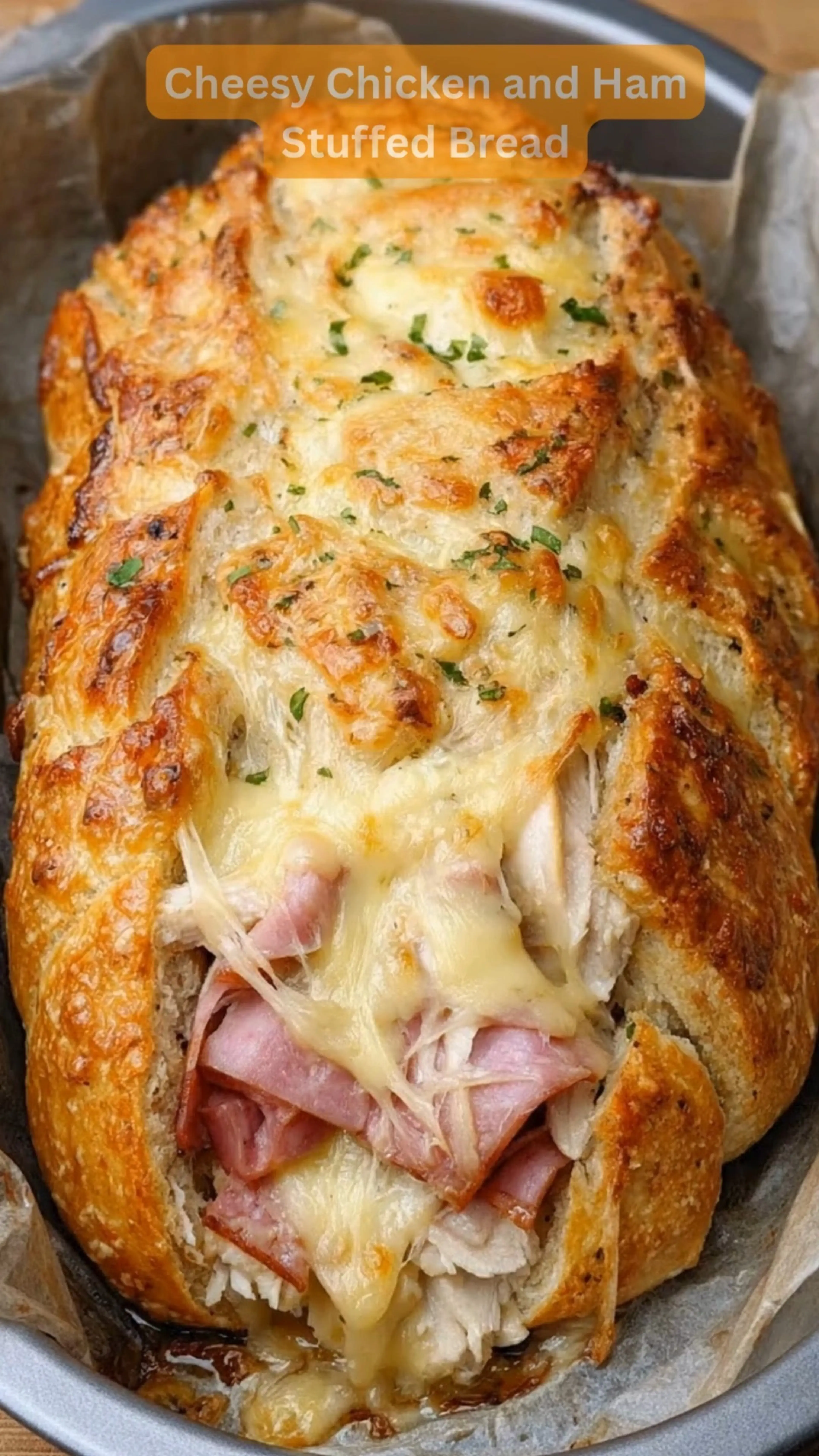 Cheesy Chicken & Ham Stuffed Bread
