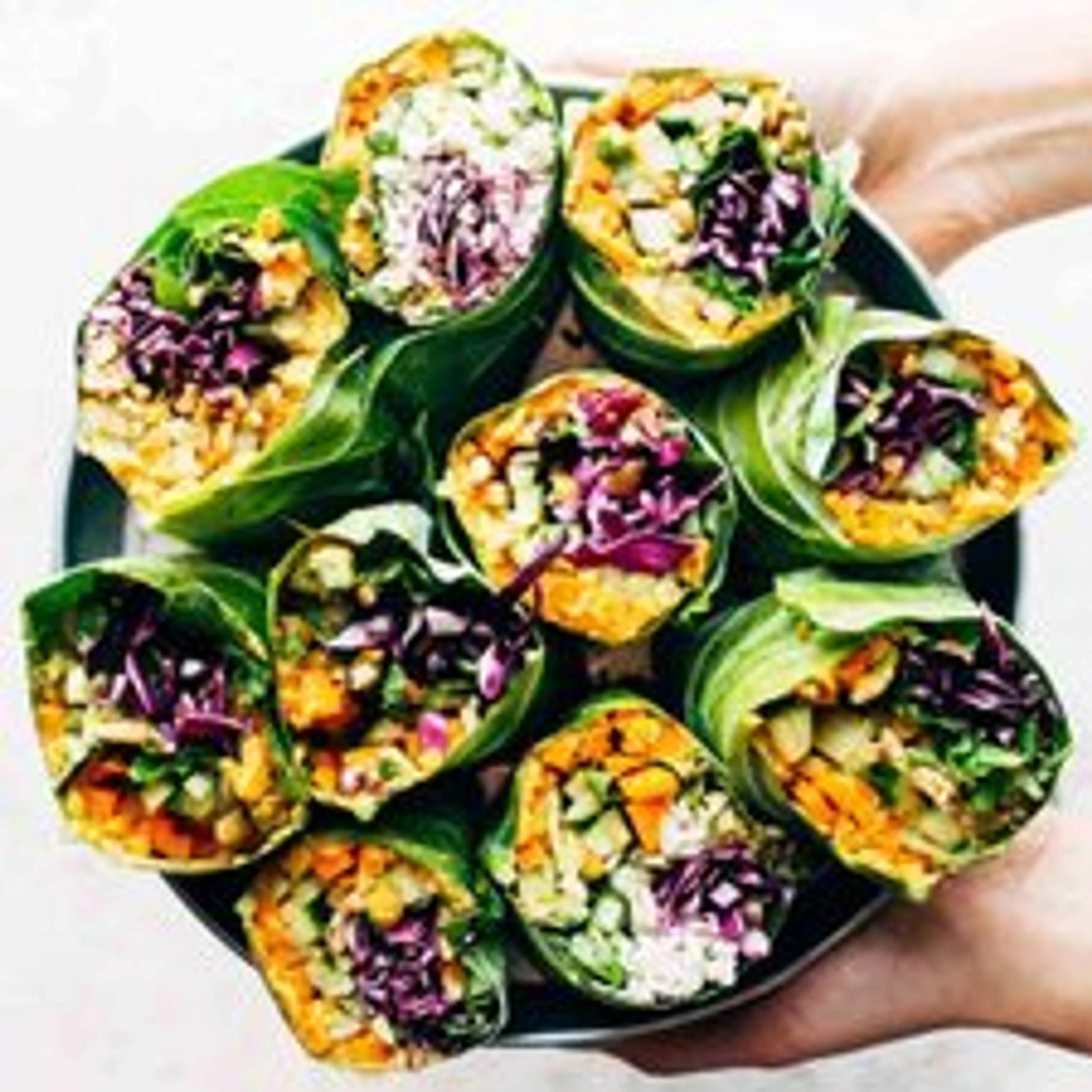 Detox Rainbow Roll-Ups with Peanut Sauce