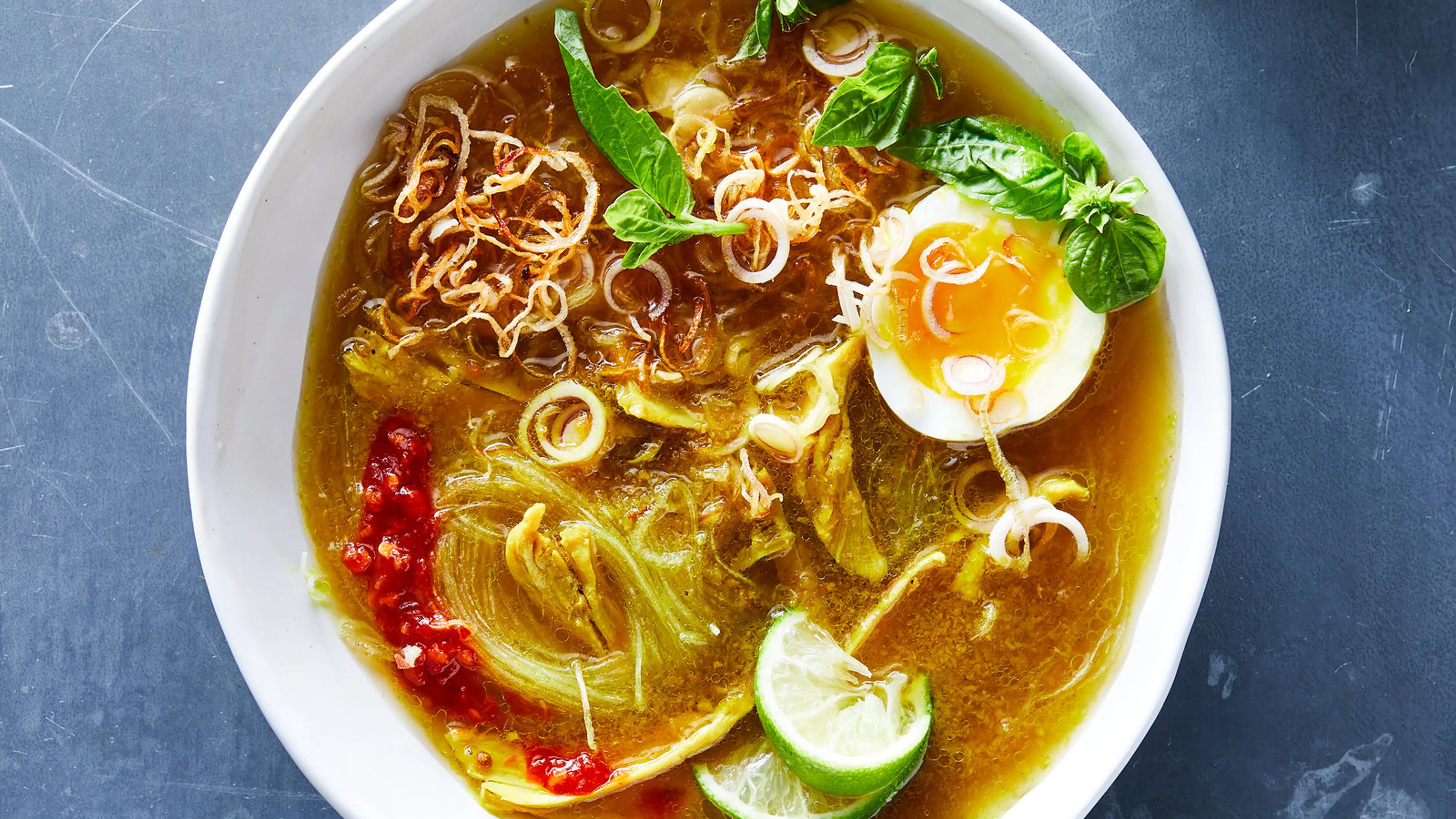 Indonesian Chicken Soup With Noodles, Turmeric and Ginger (S
