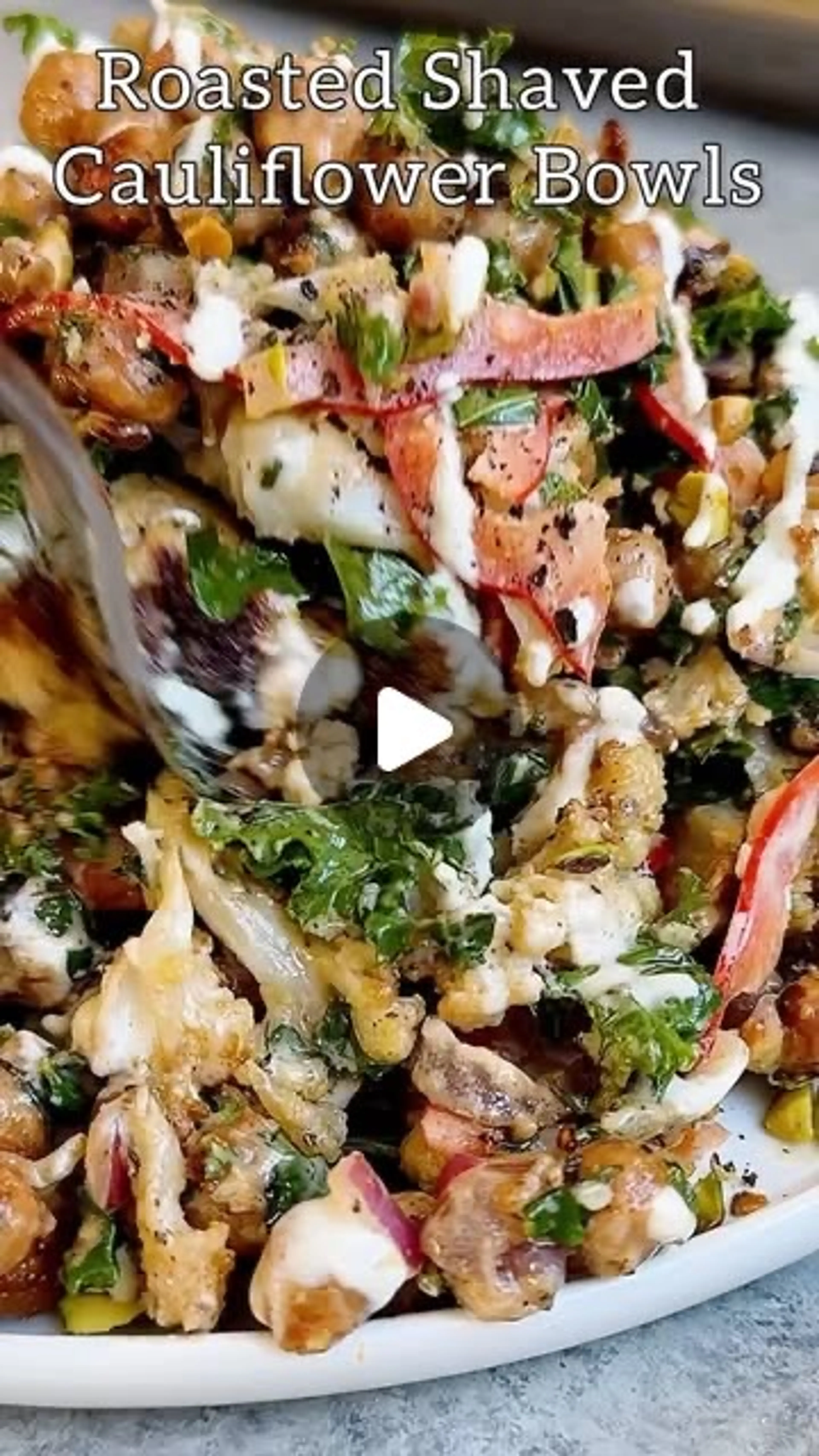 Roasted Cauliflower with Spiced Chickpeas & Cashew Dressing