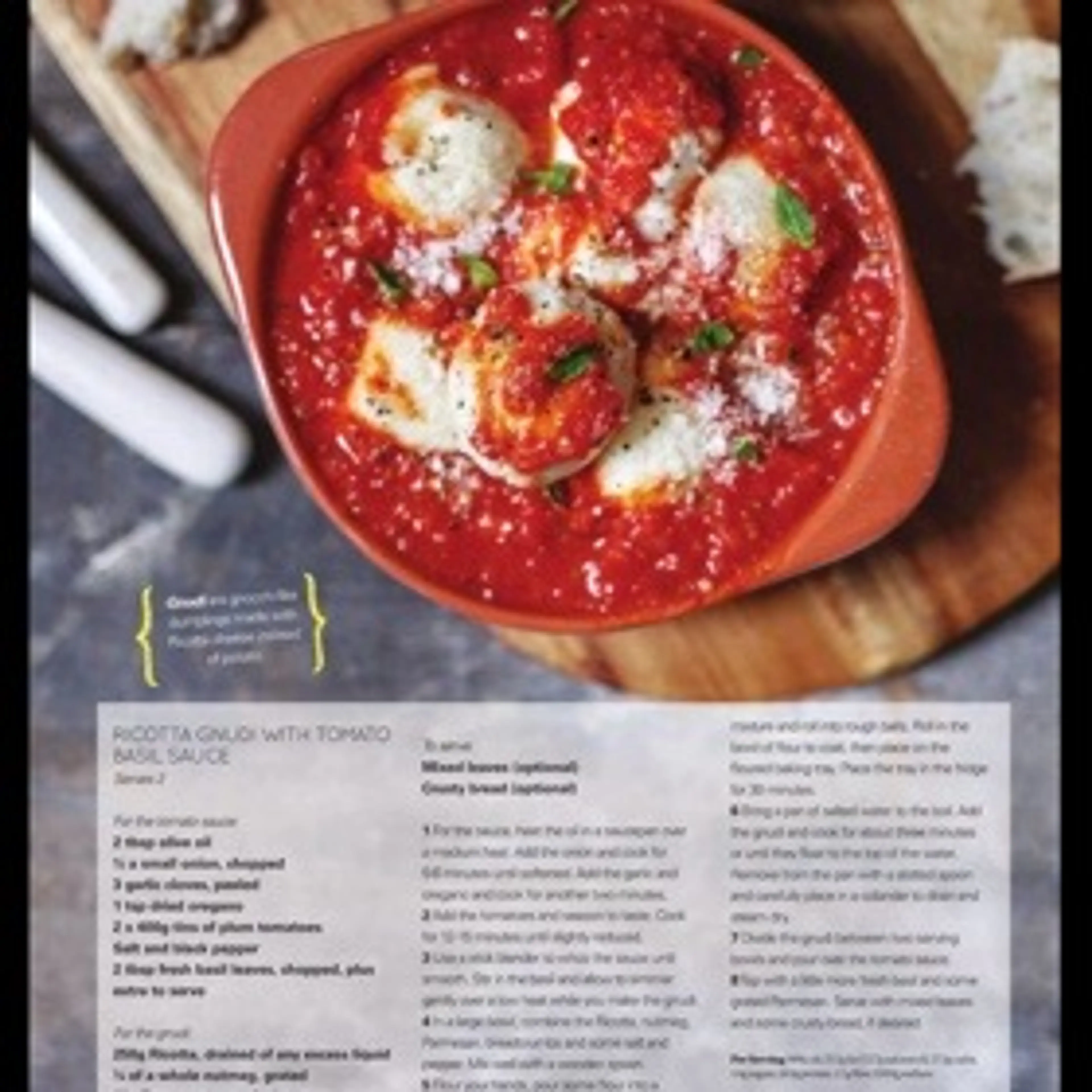 RICOTTA GNUDI WITH TOMATO BASIL SAUCE