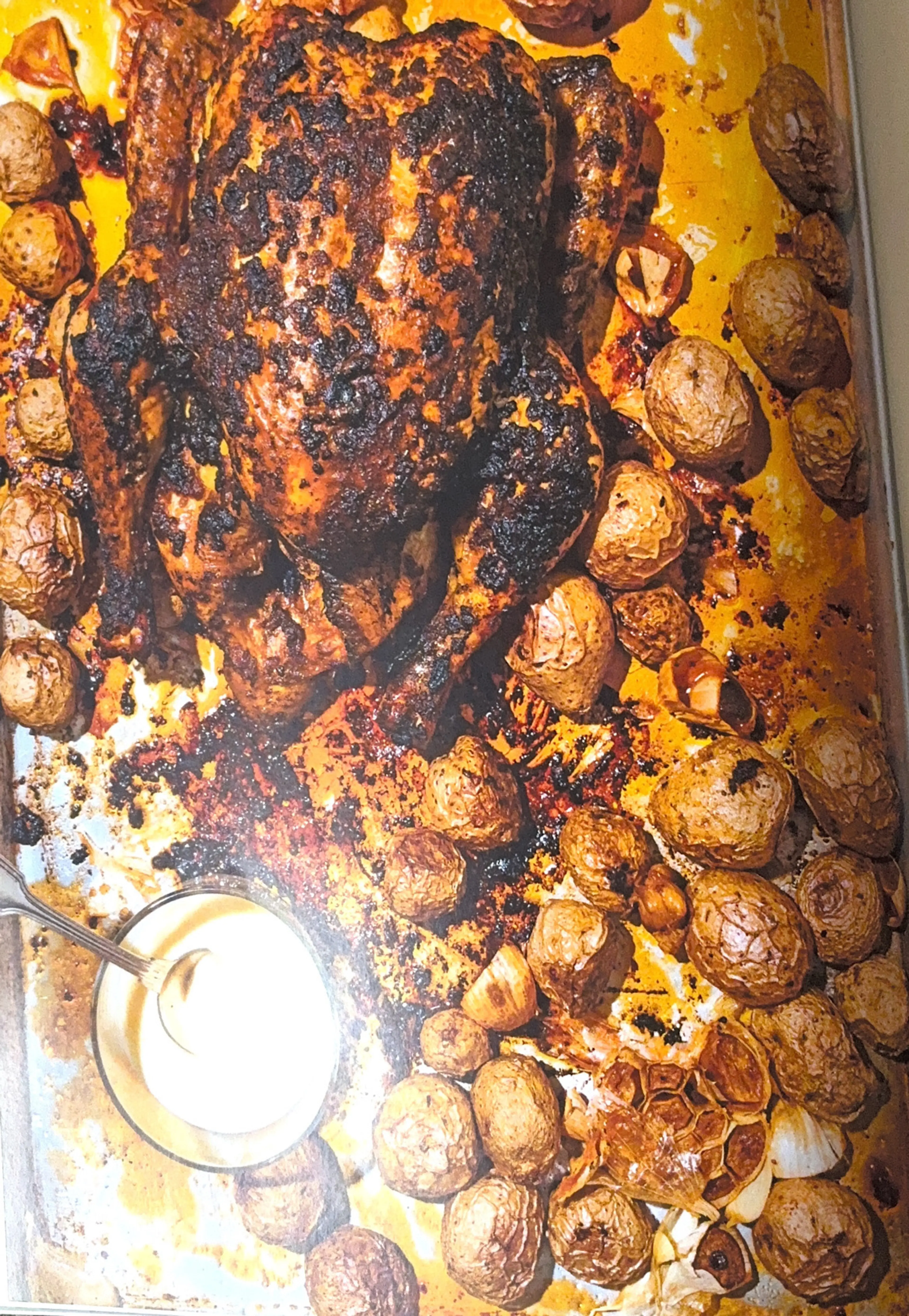 Slow-Roasted Piri-Piri(ish) Chicken with Crushed Potatoes &
