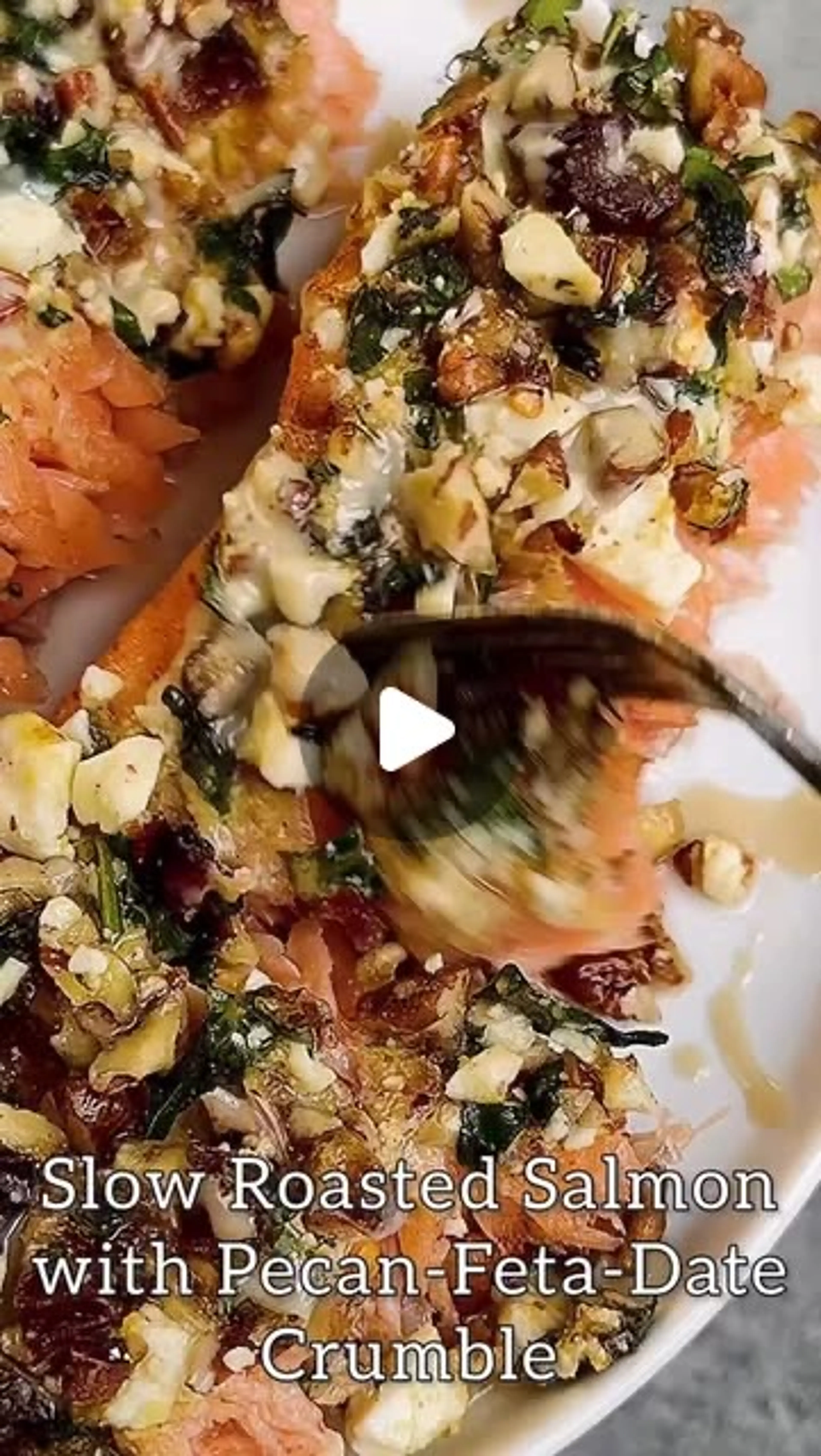 Slow Roasted Honey-dijon Salmon with Pecan-feta-date Crumble