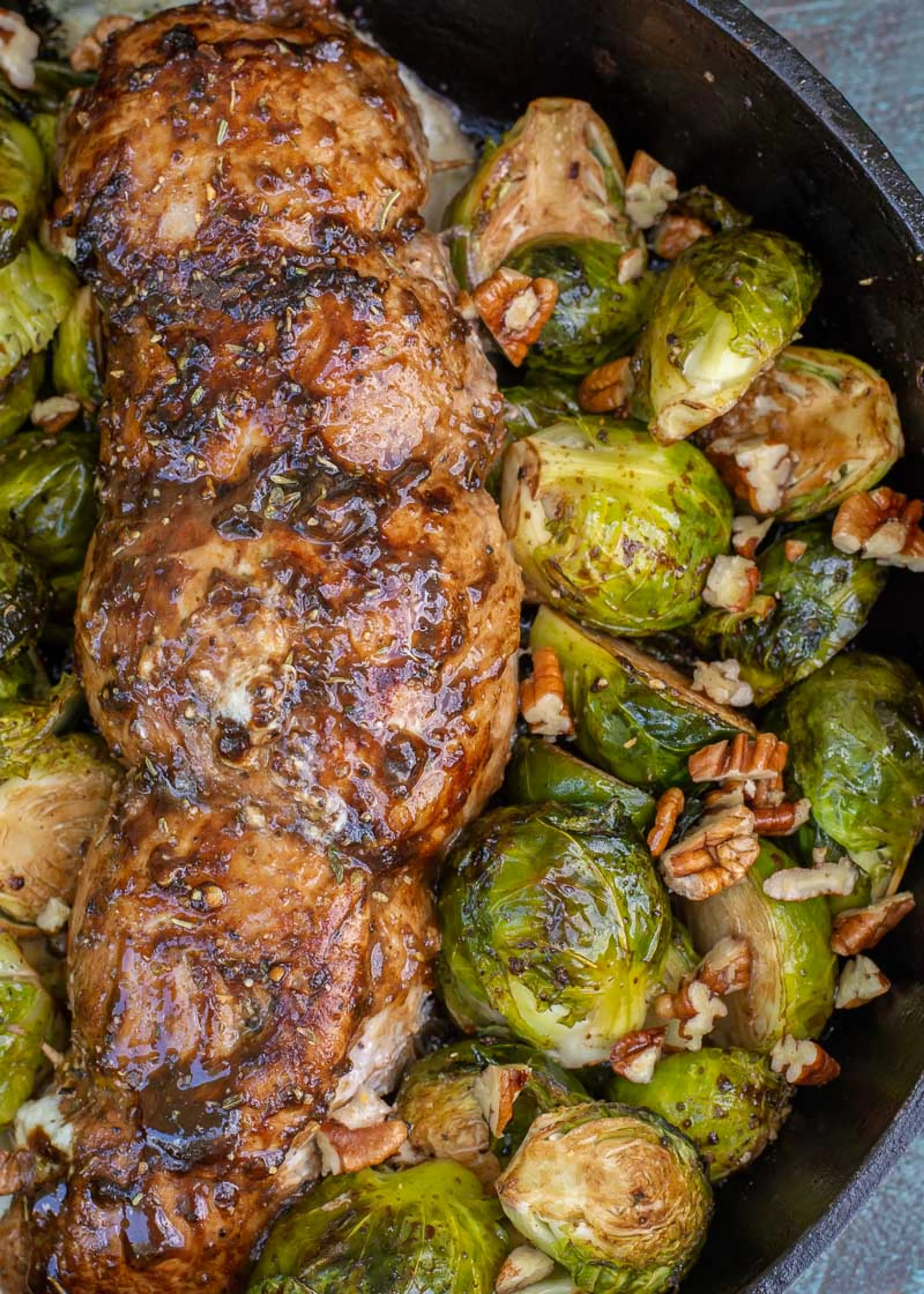 Stuffed Pork Tenderloin with Roasted Brussels Sprouts