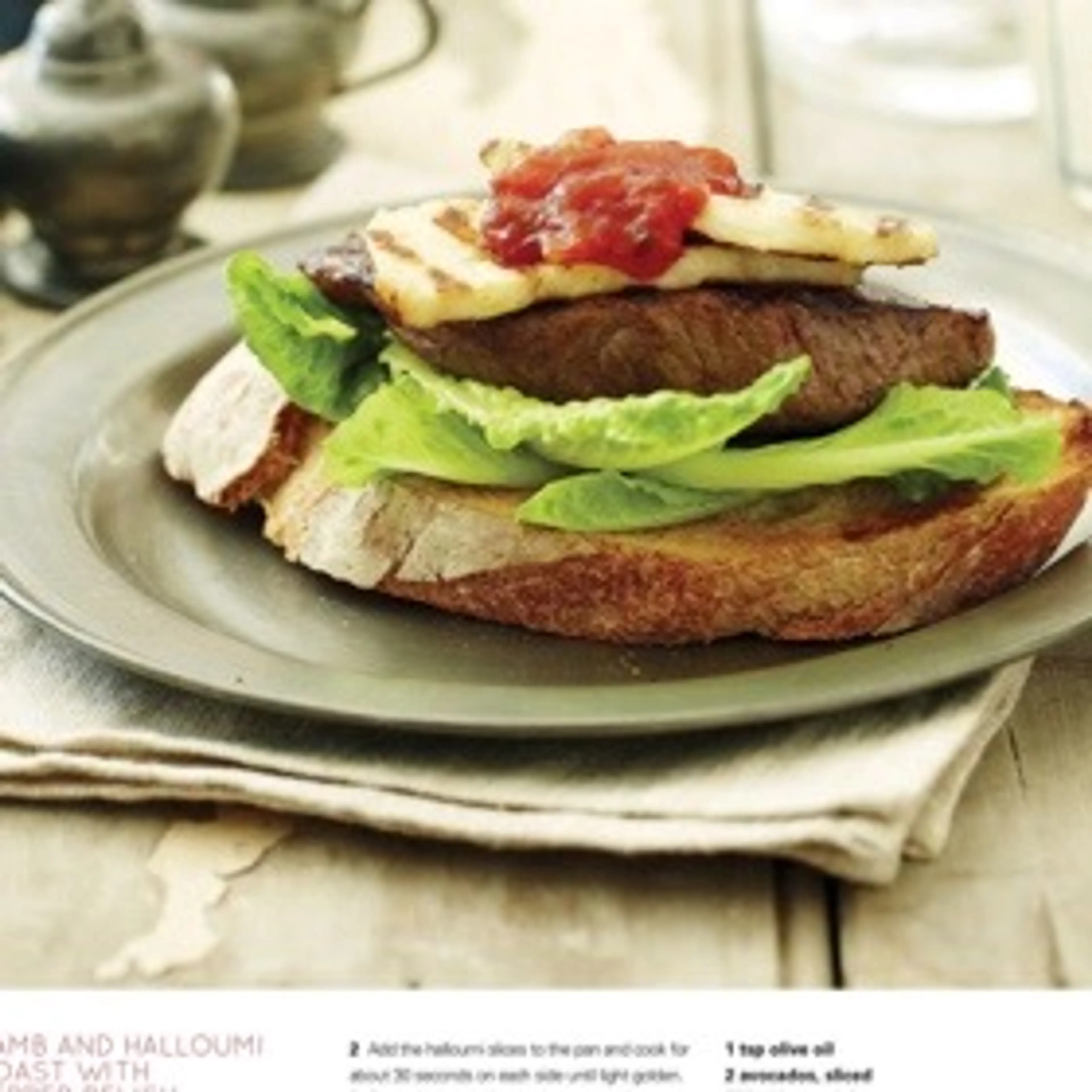 LAMB AND HALLOUMI TOAST WITH PEPPER RELISH