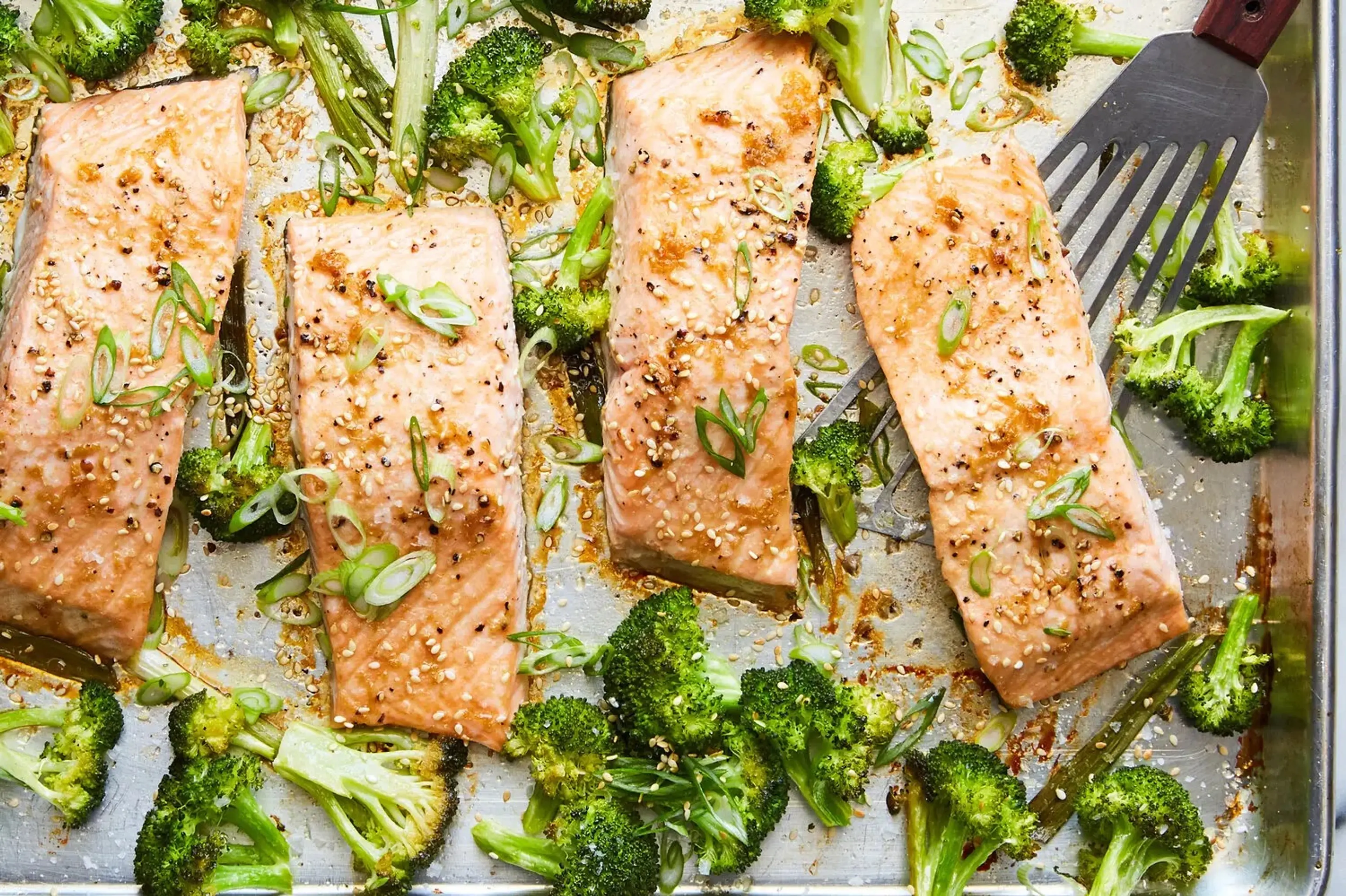 Salmon Traybake With Broccoli & Sesame-Ginger Glaze