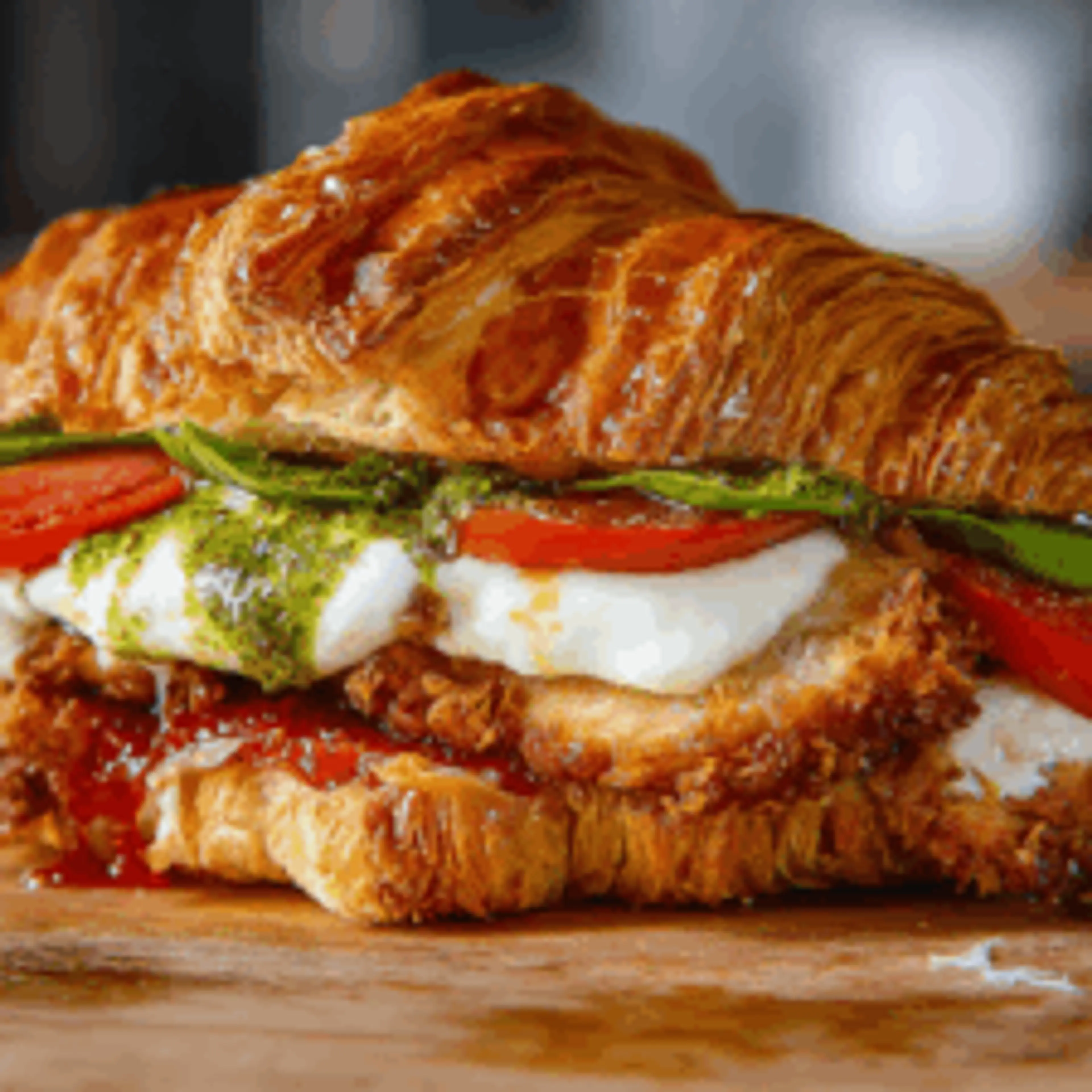 Chicken Caprese Croissant Sandwich - Crispy