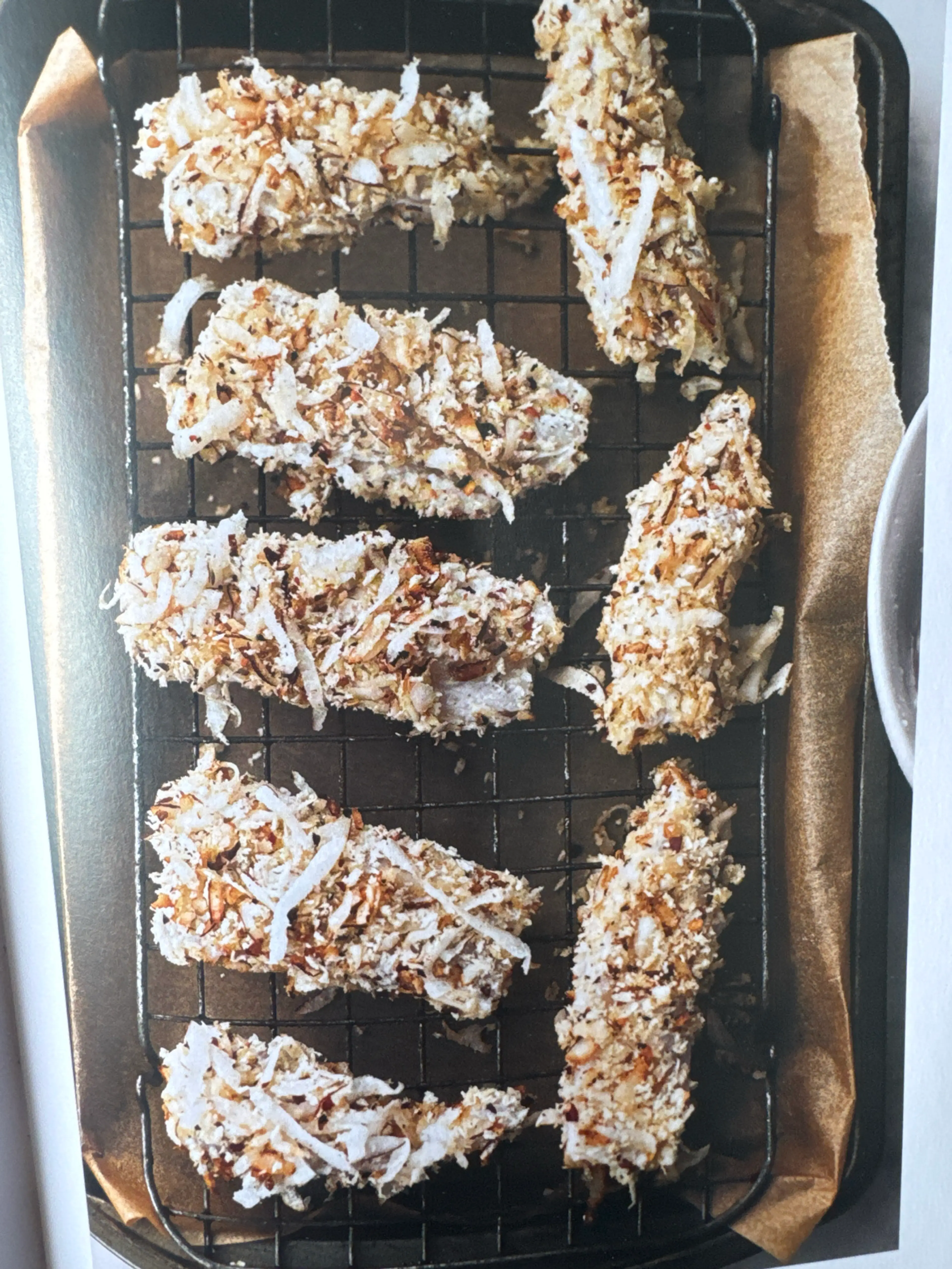 Coconut-crusted fish fingers