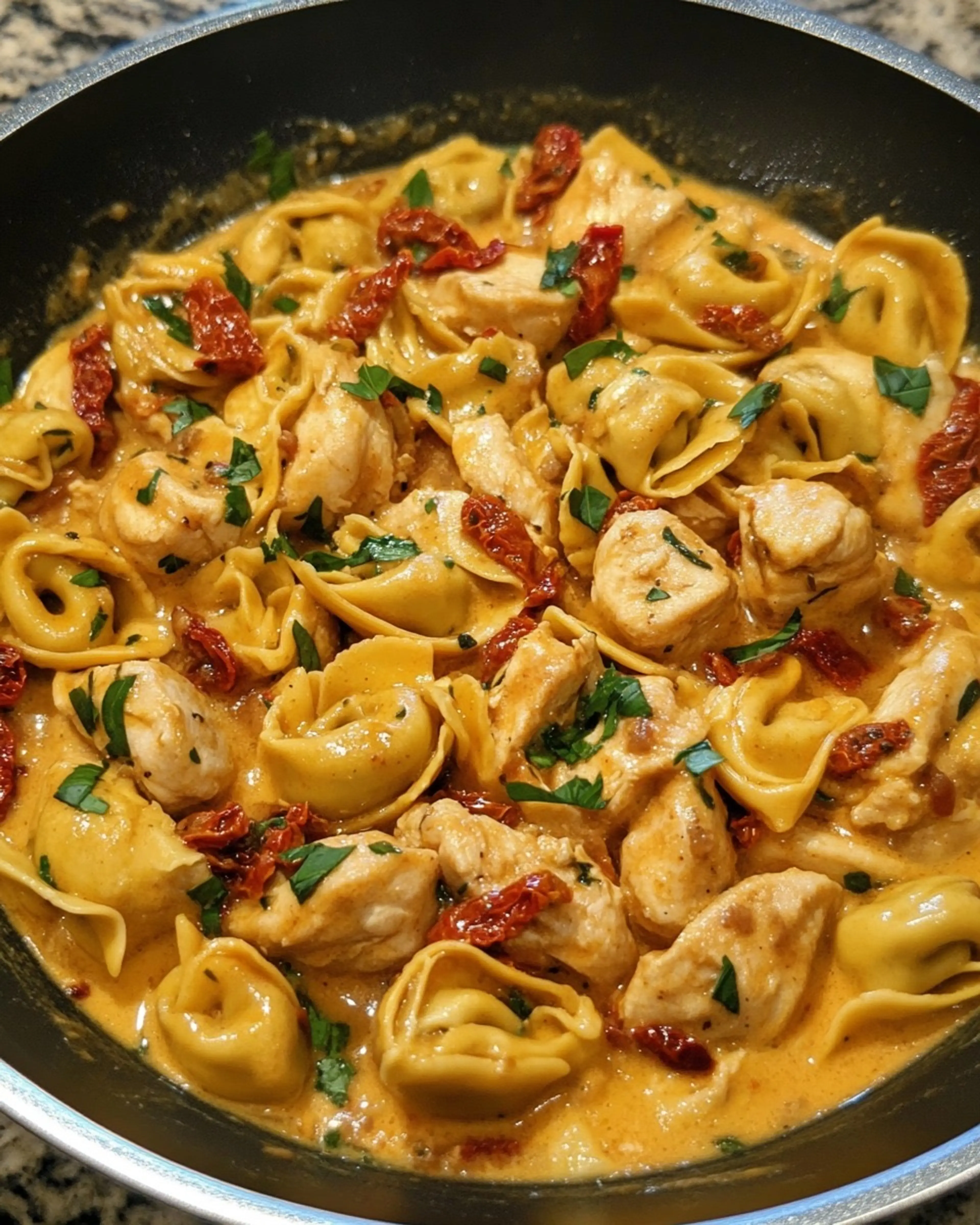 Chicken Tortellini in a Sun-dried Tomato Cream Sauc