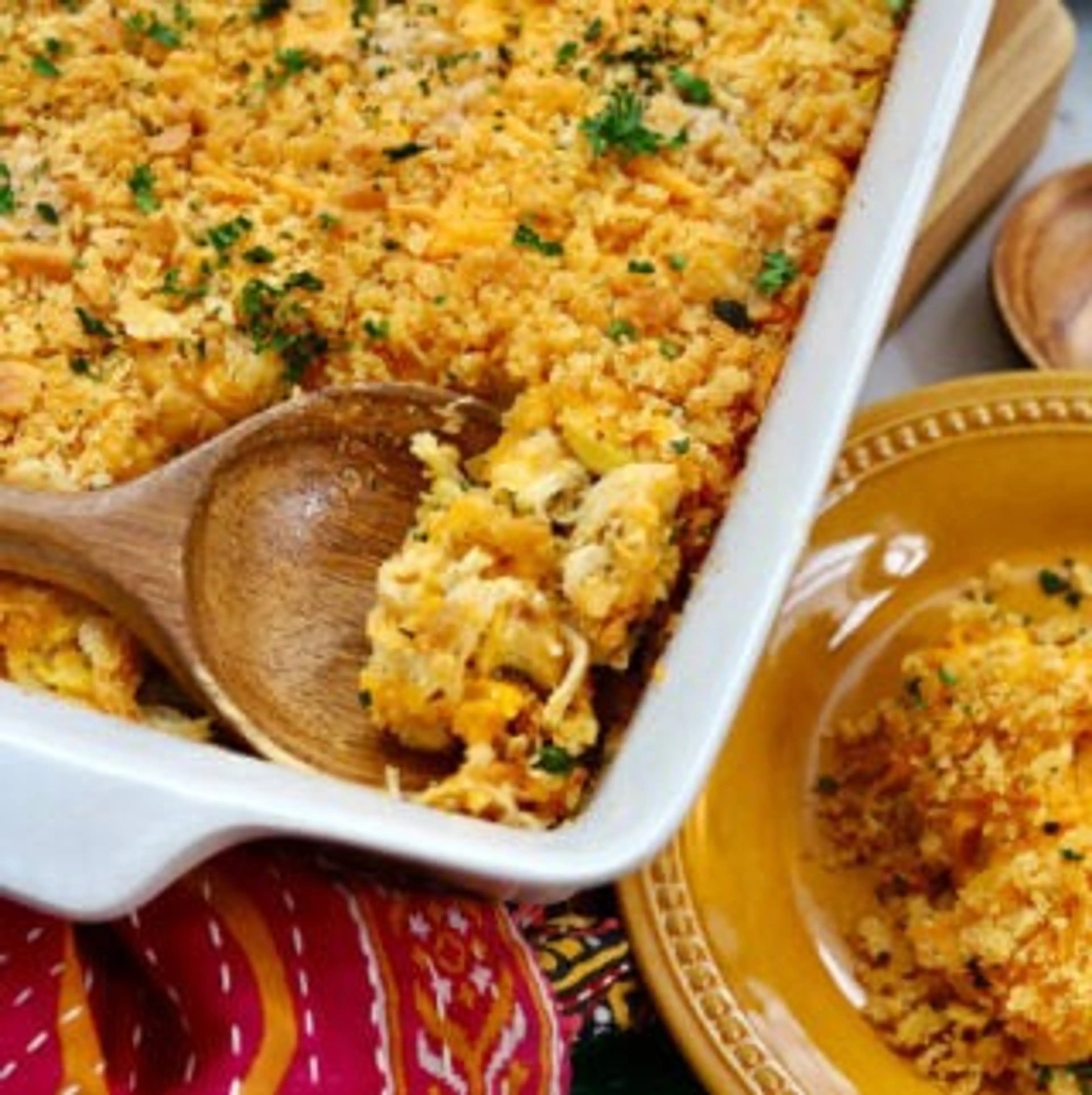 Yellow Squash Casserole with Shredded Chicken