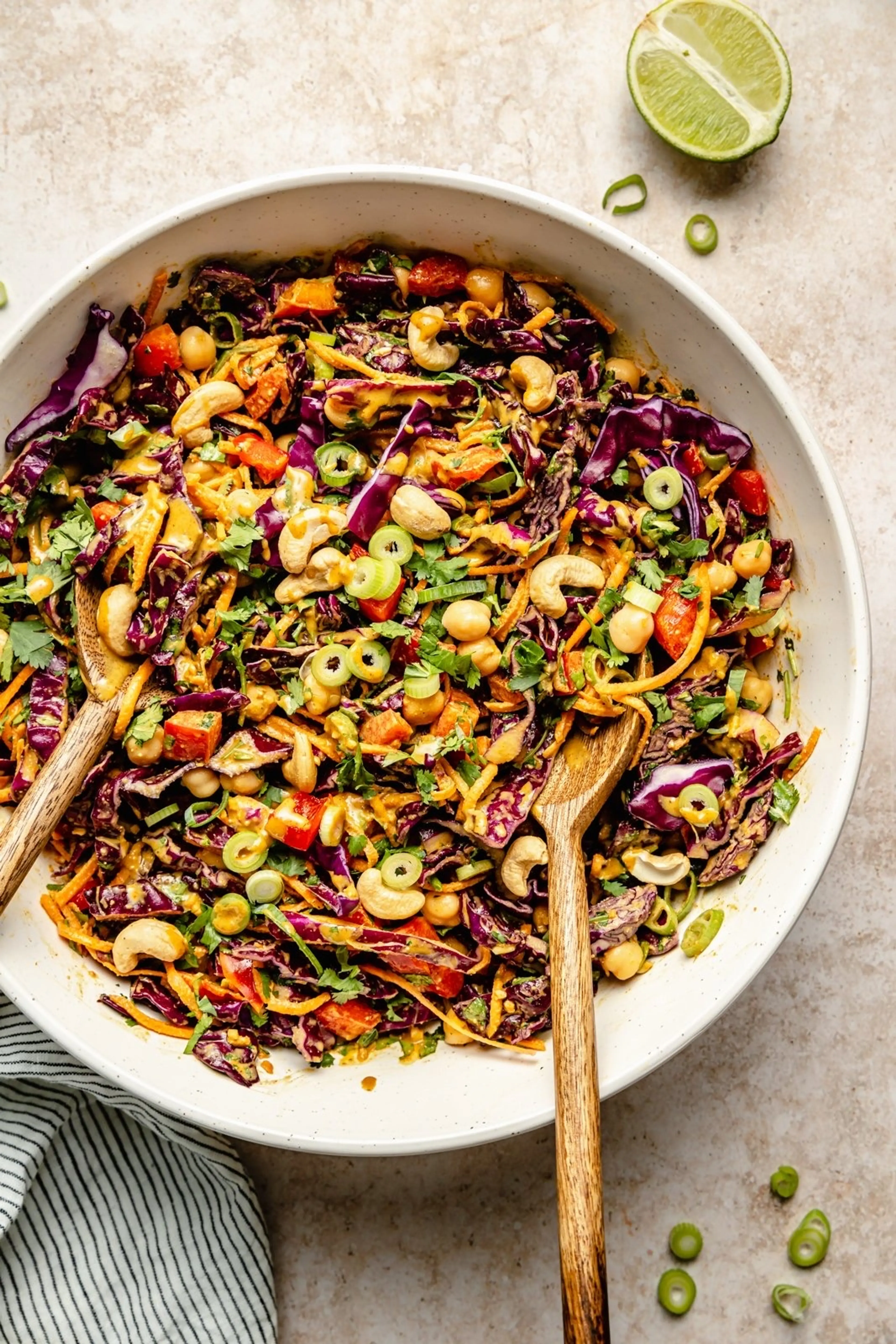 Chopped Thai-Inspired Chickpea Salad with Curry Peanut Dress