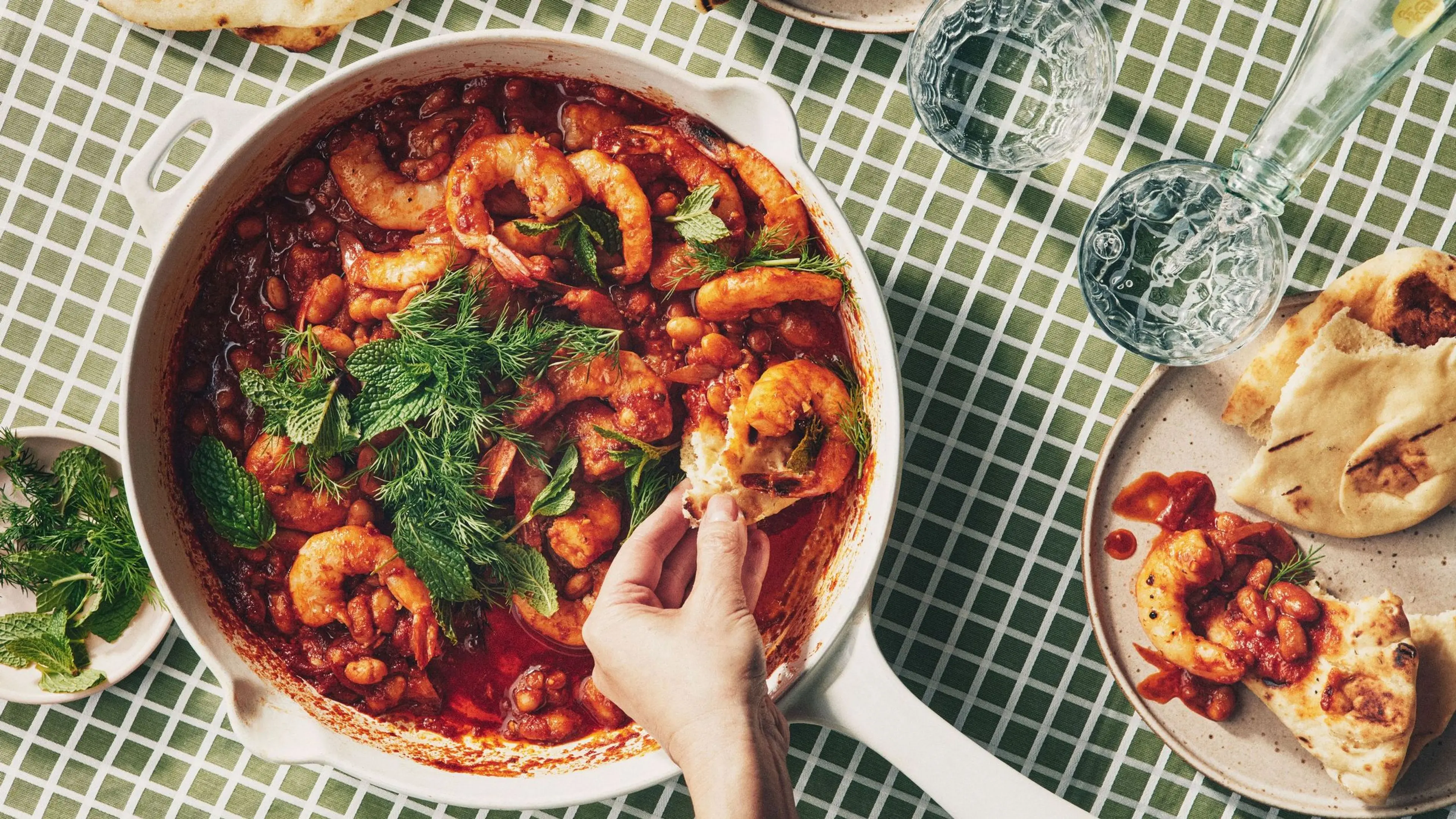 Saucy, Spiced Shrimp and White Beans