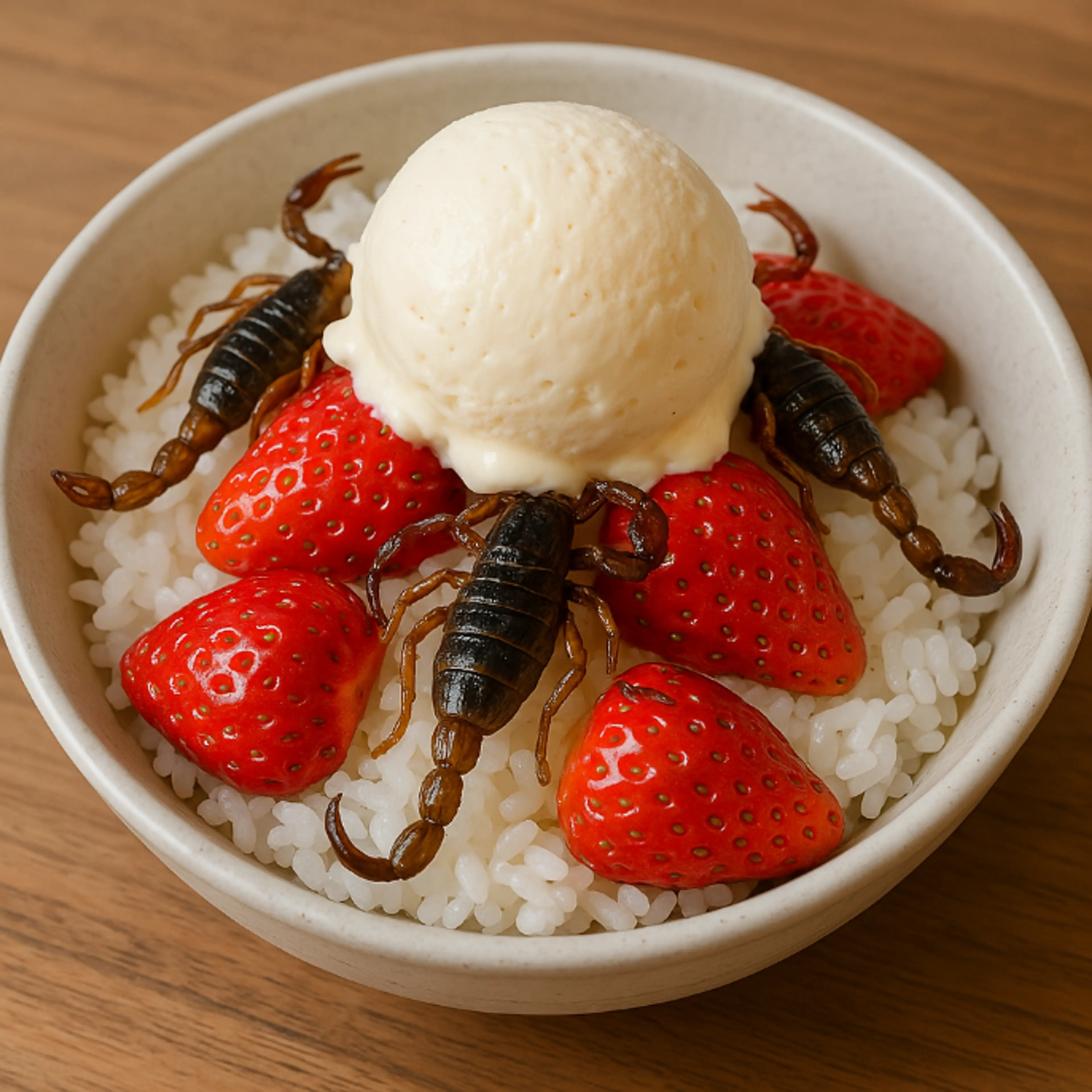 Test Recipe: 士多啤梨伴炸蝎子飯 à la mode