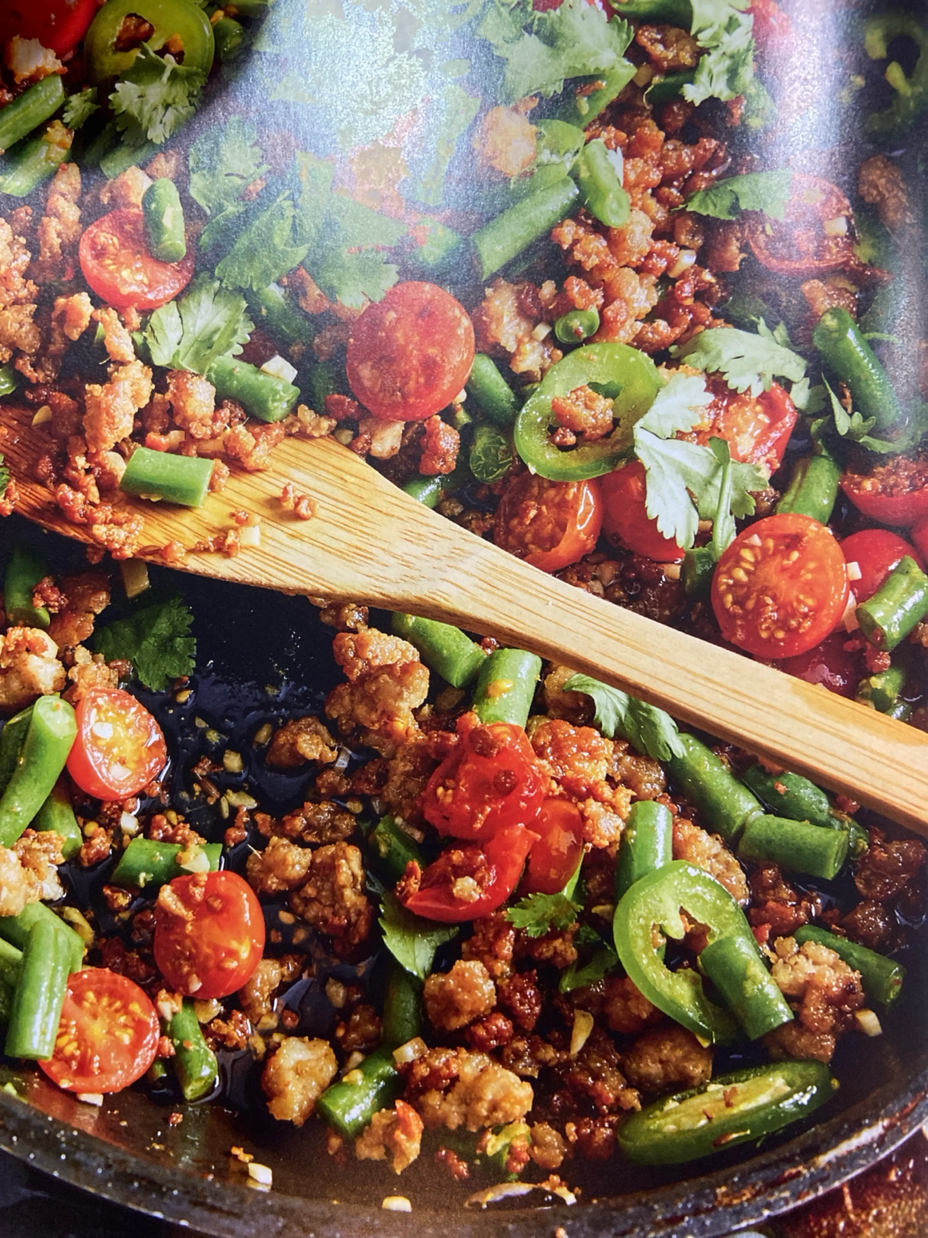Spicy Stir-Fried Pork with Green Beans and Tomatoes