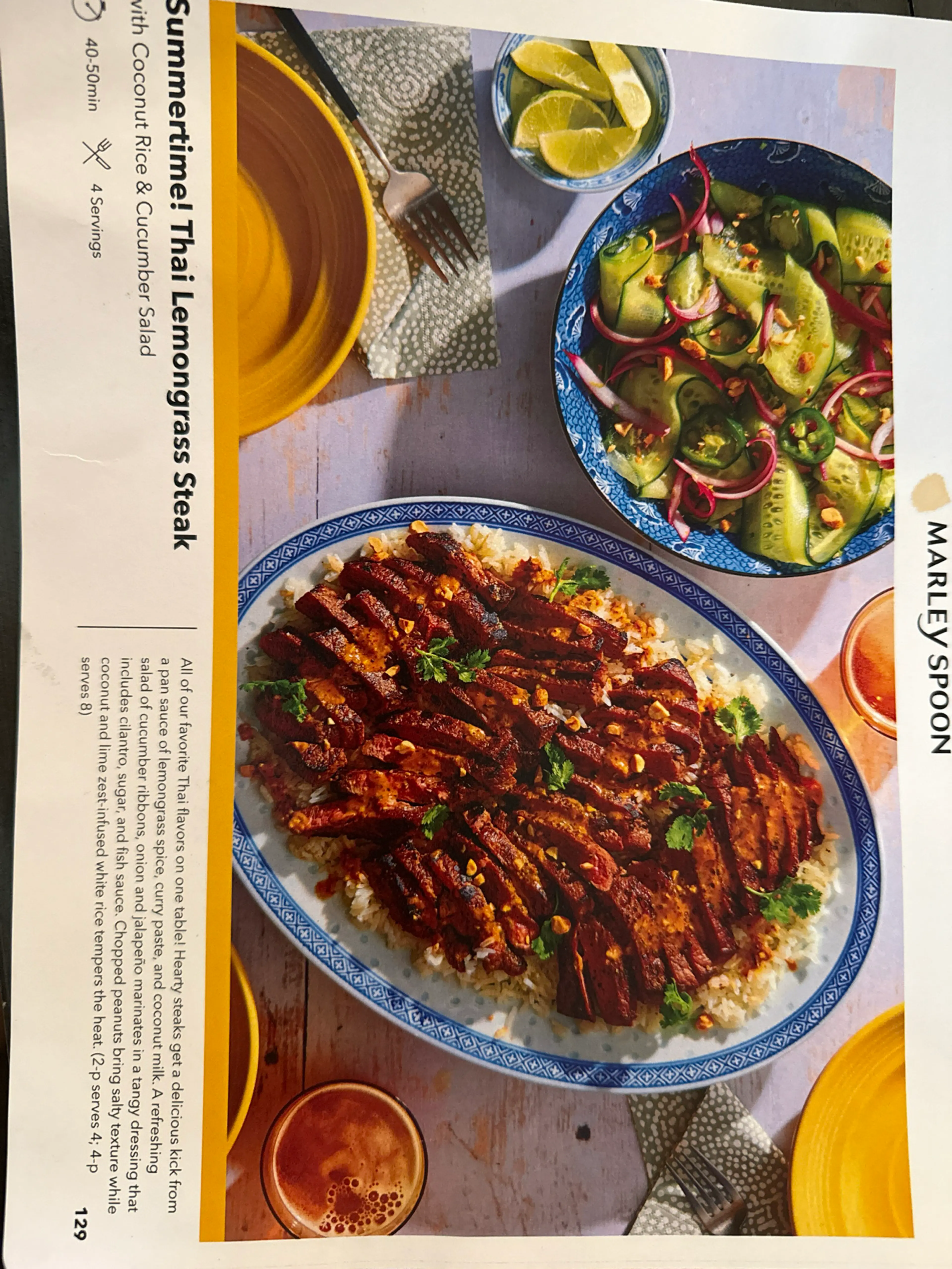 Thai Lemongrass Steak W/ Coconut Rice & Cucumber Salad