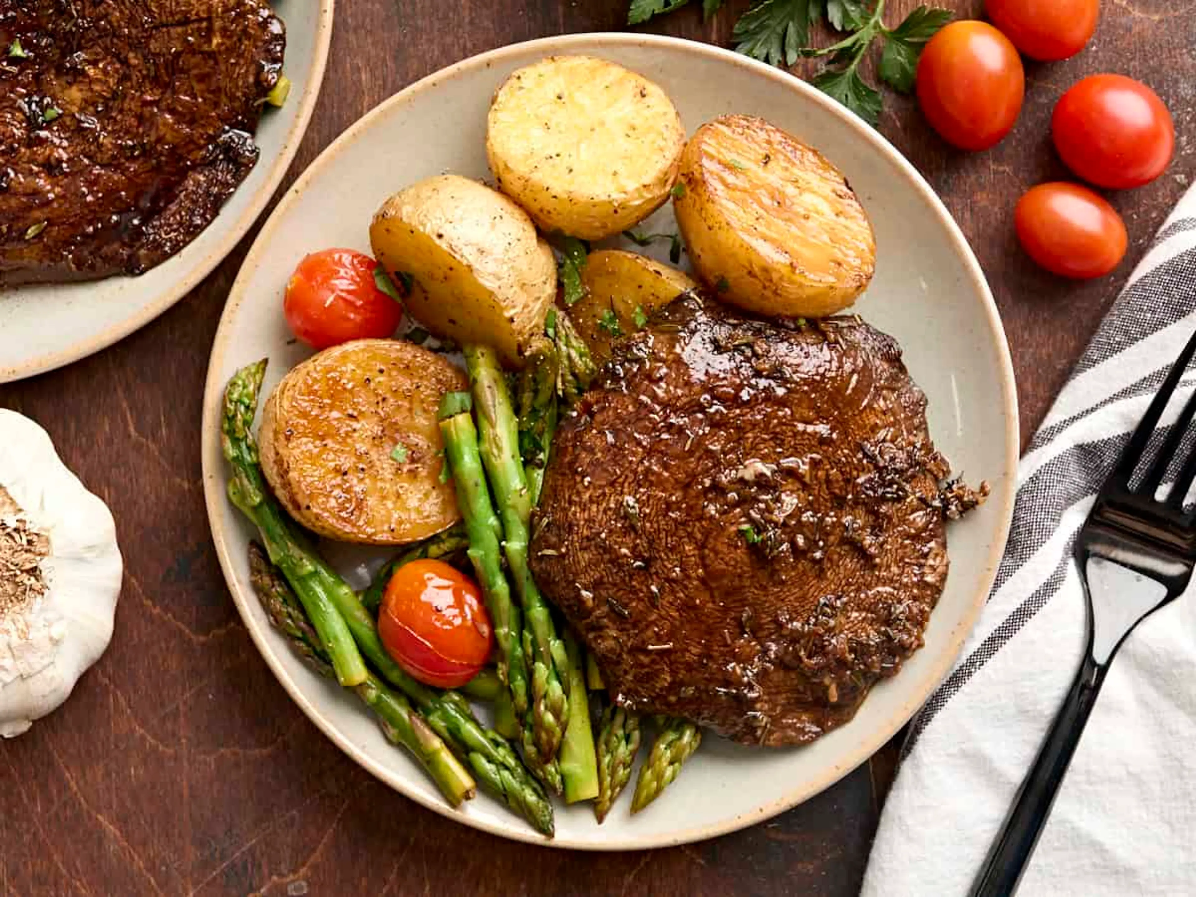 One Pan "Mushroom Steak" Dinner