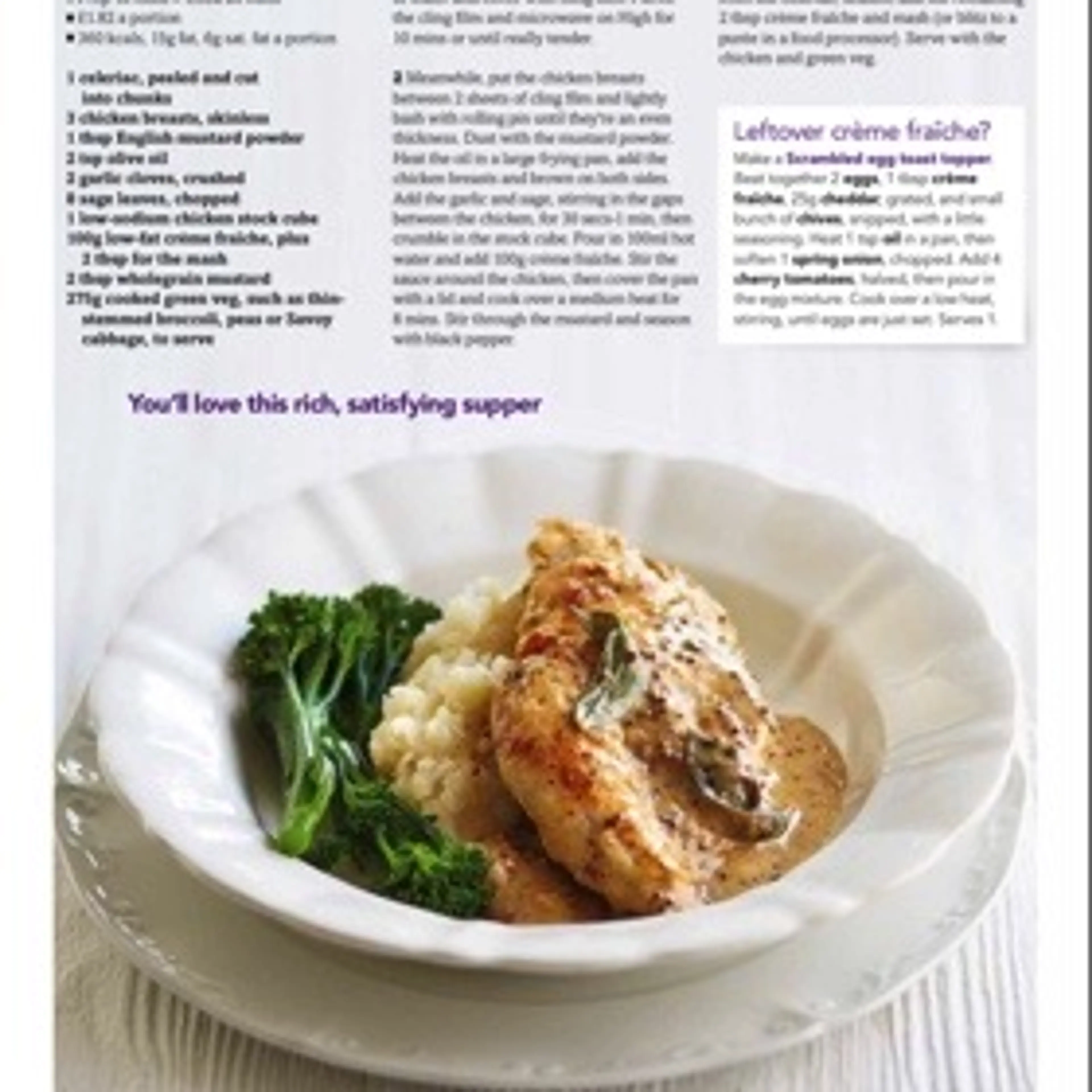 Mustard & sage chicken with celeriac mash