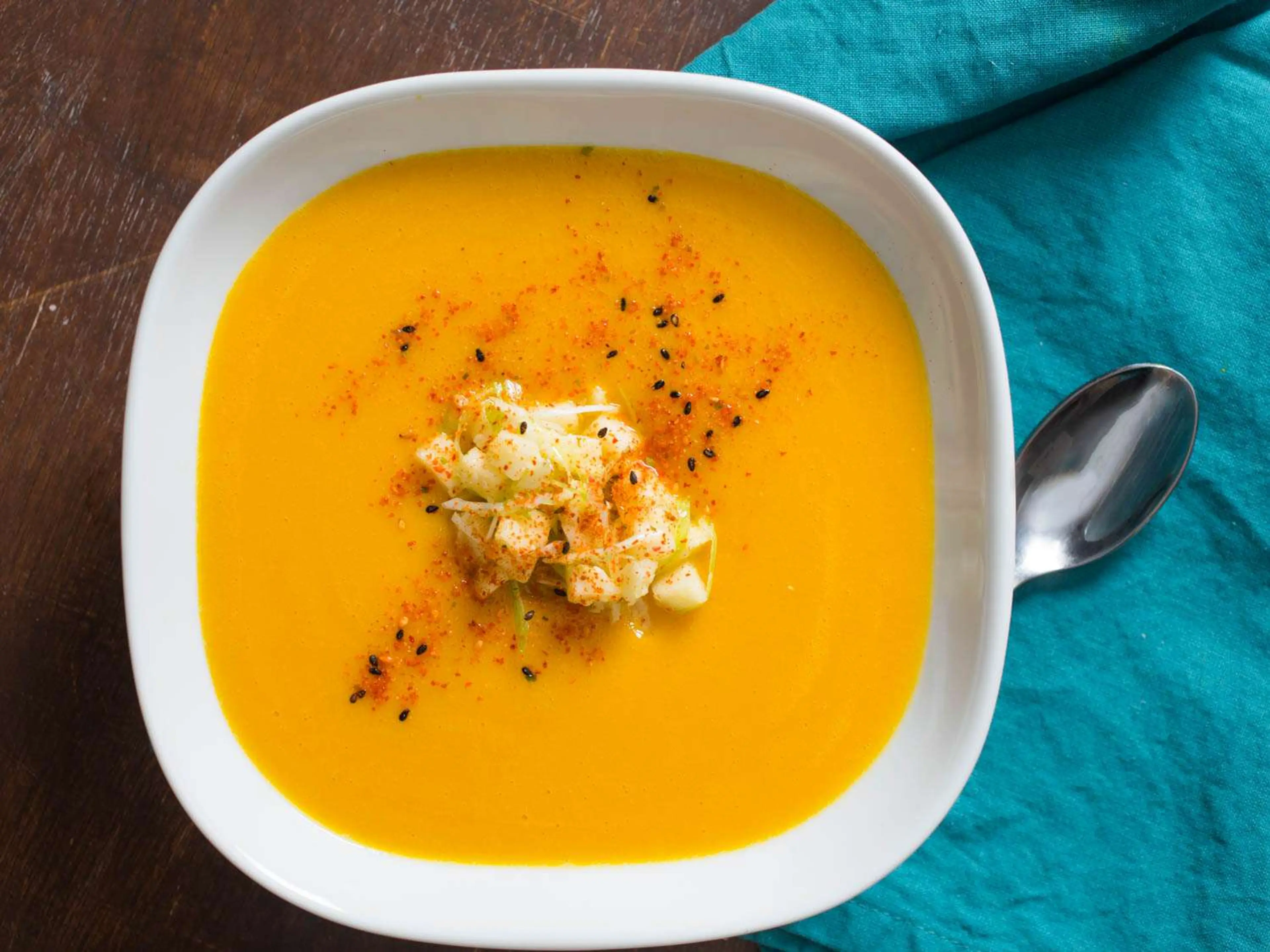Miso-Squash Soup With Sesame-Ginger Apples Recipe