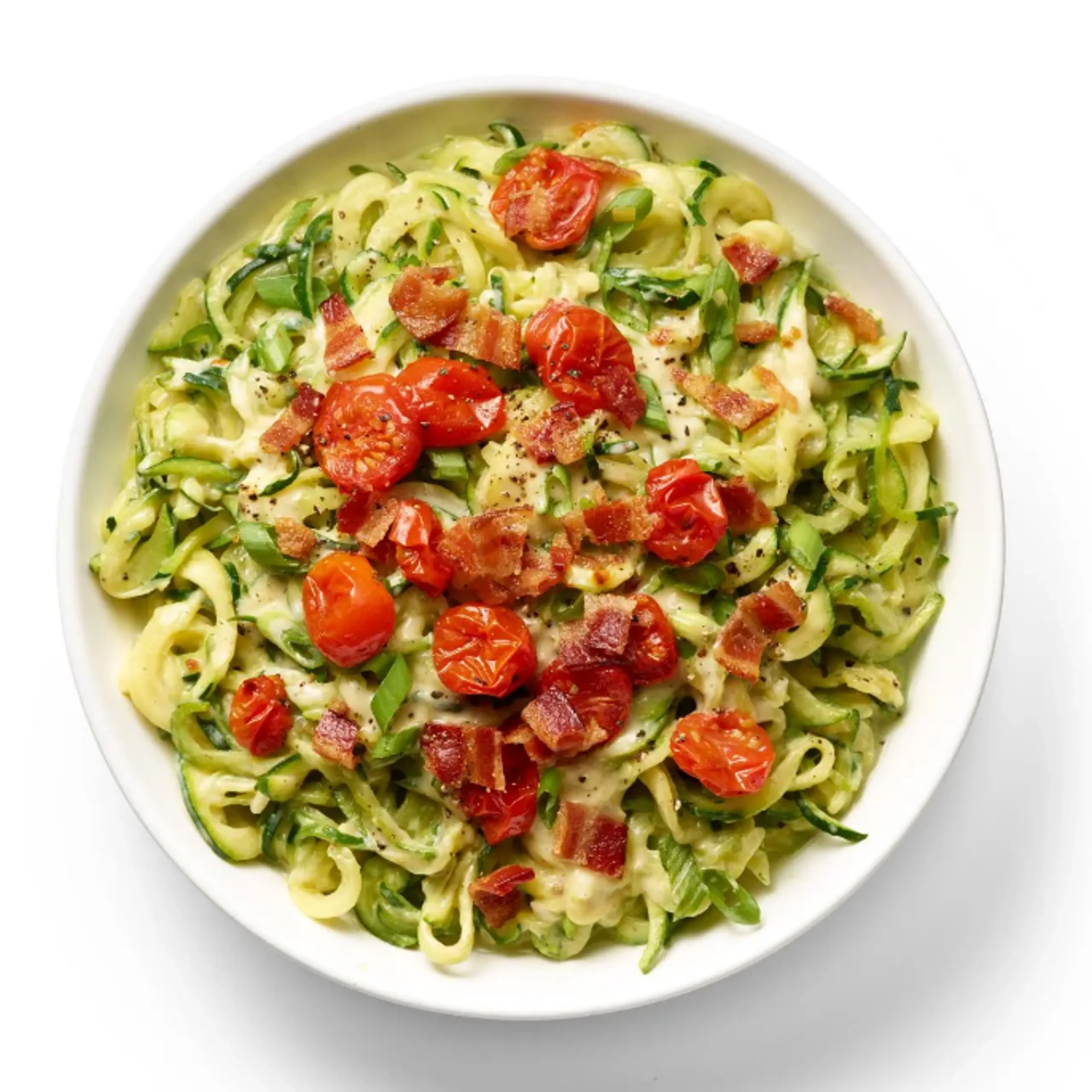Cheesy Zucchini Noodles with Bacon