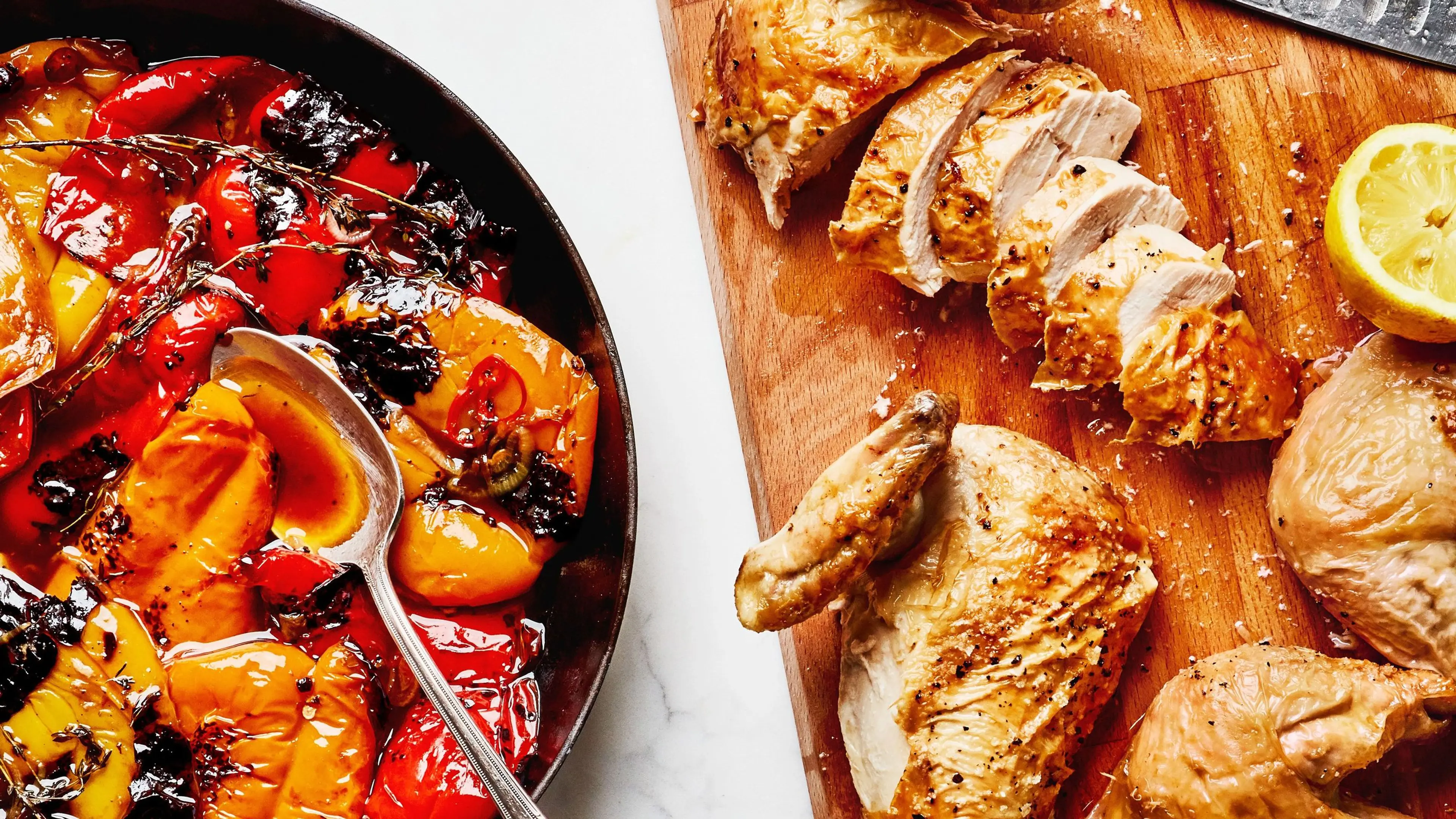 Roast Chicken with Bell Peppers, Lemon, and Thyme