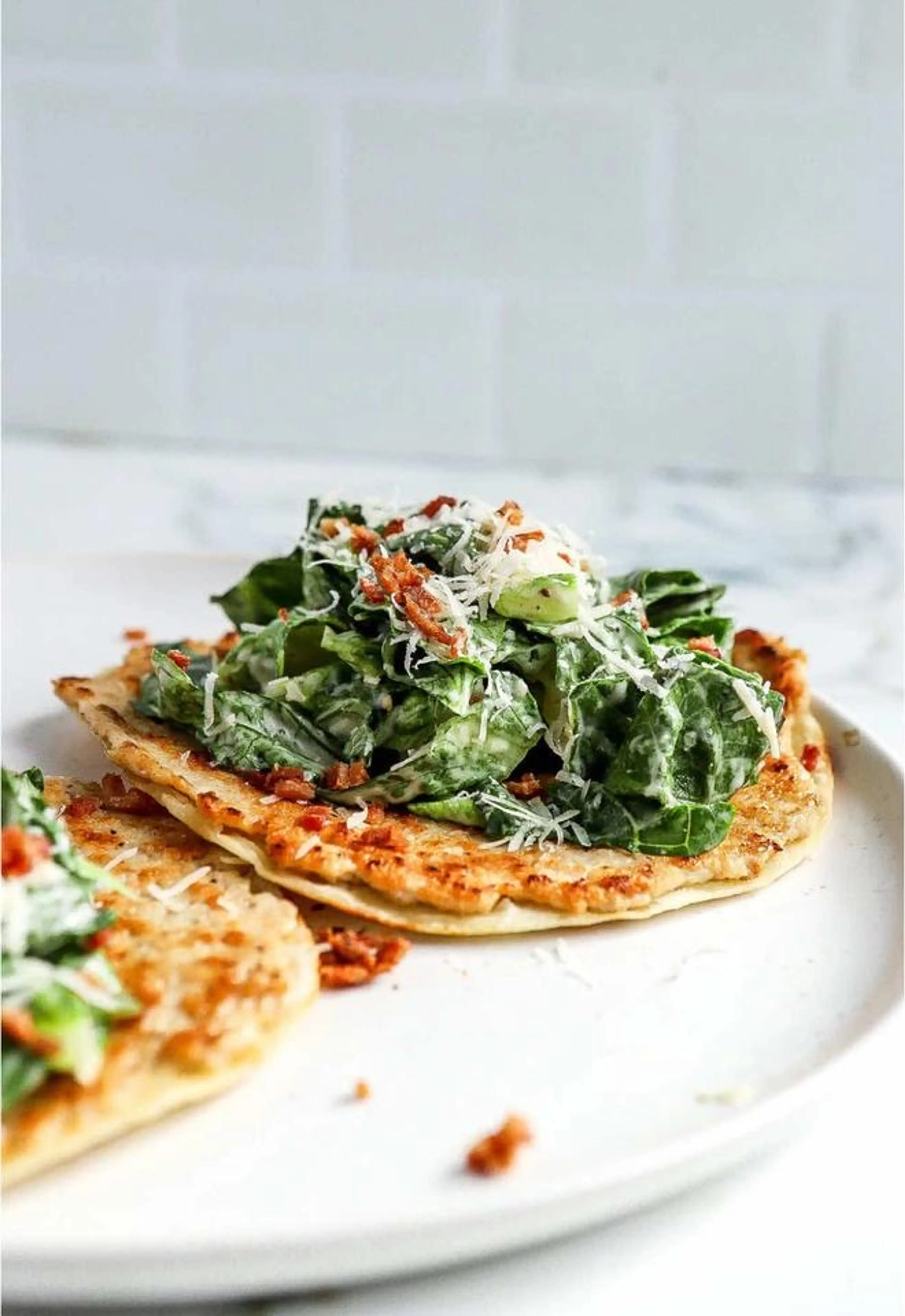 Smash Chicken Caesar Tacos