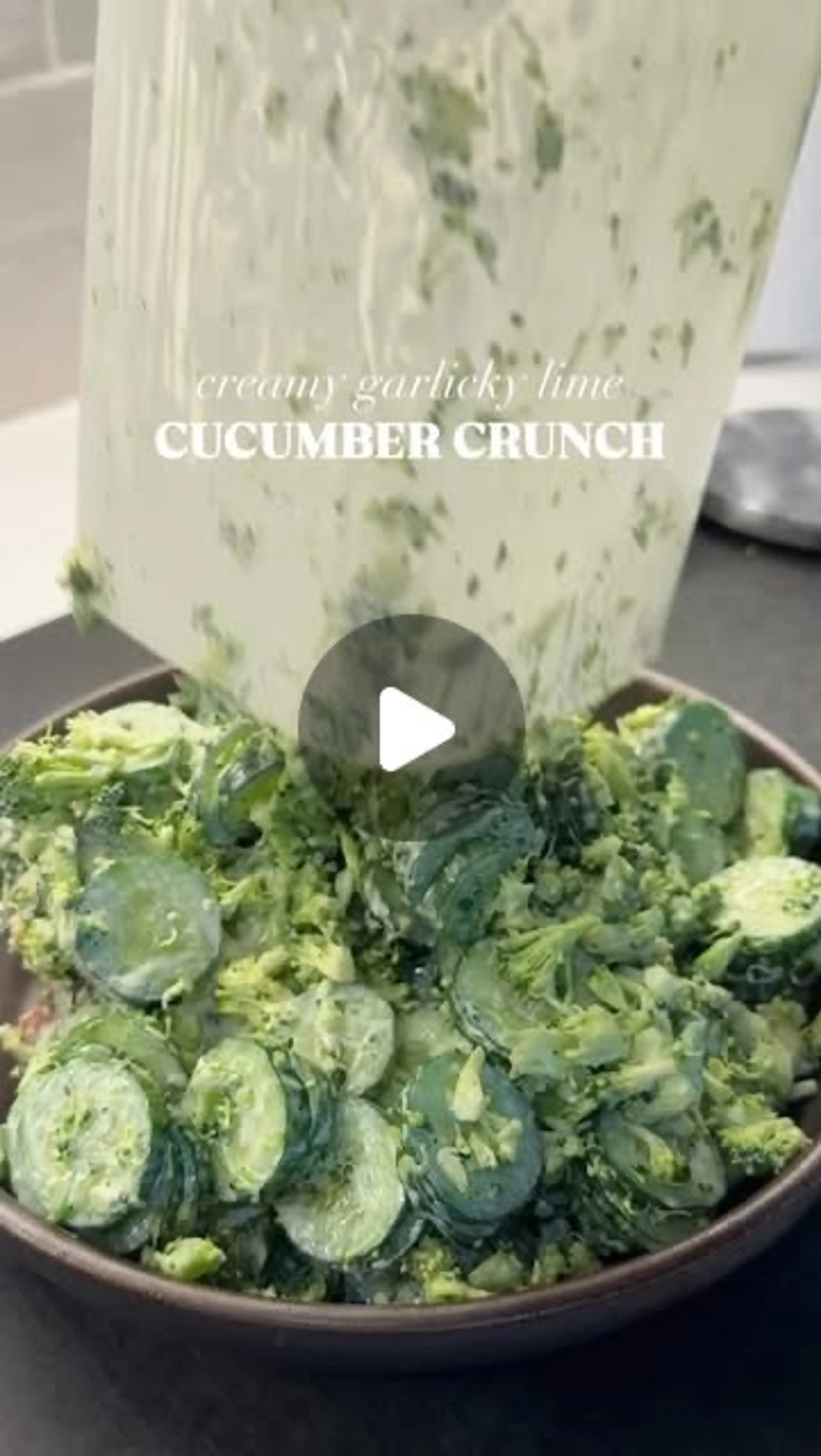Cucumber Broccoli Salad With  Garlic Lime Dressing
