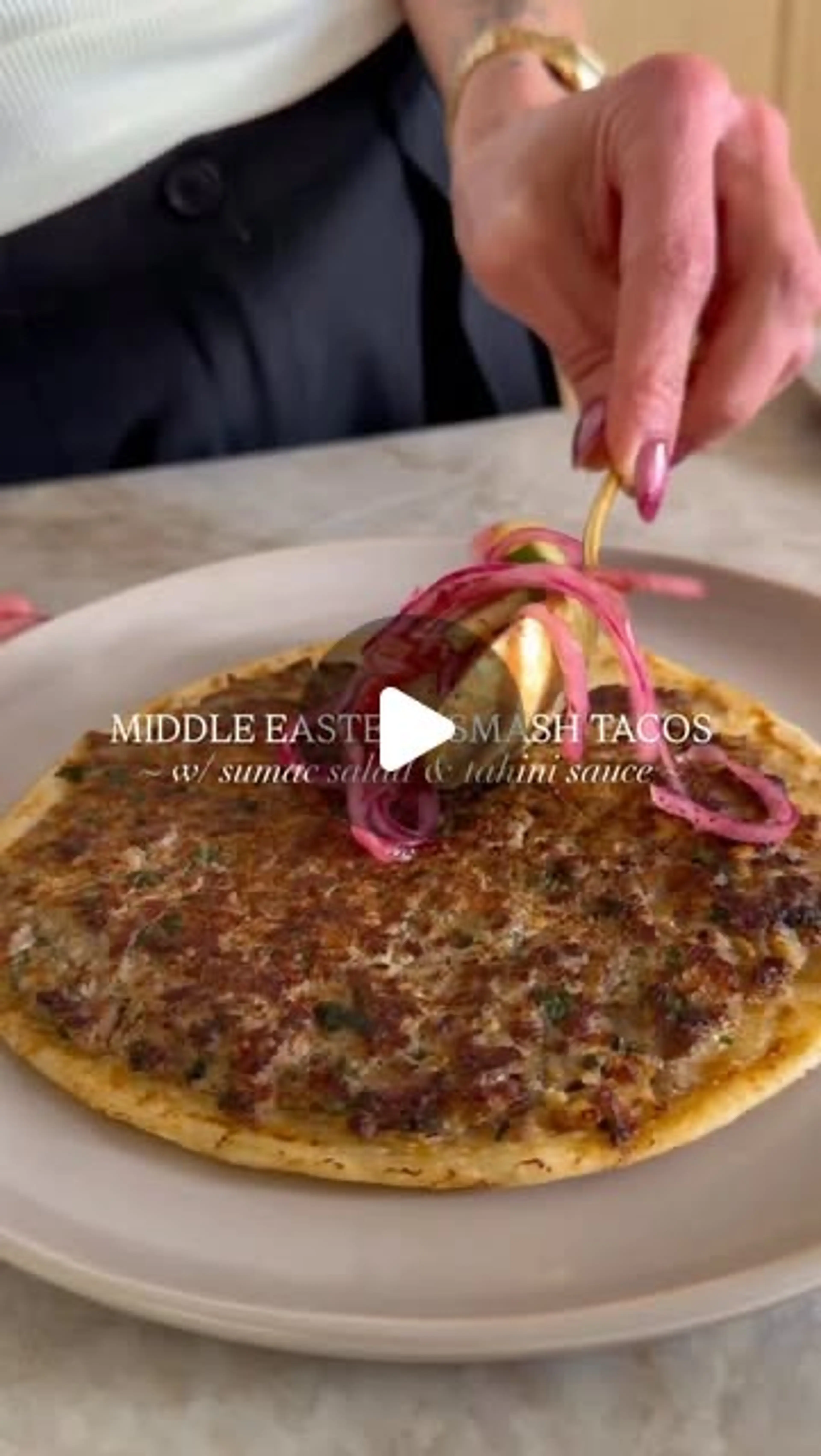 Mediterranean Smashed Tacos With Sumac Salad