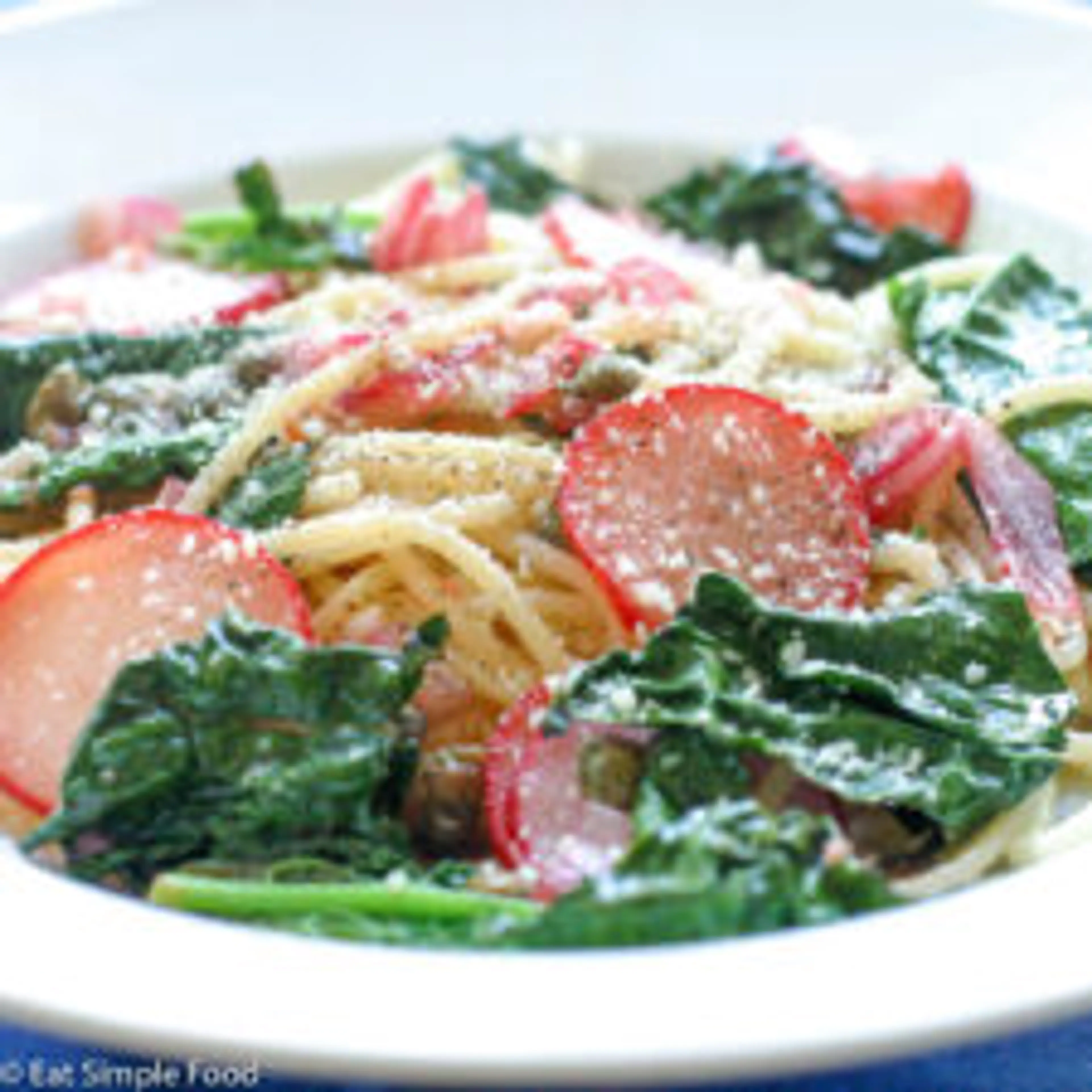 Sautéed Radish And Kale Spaghetti
