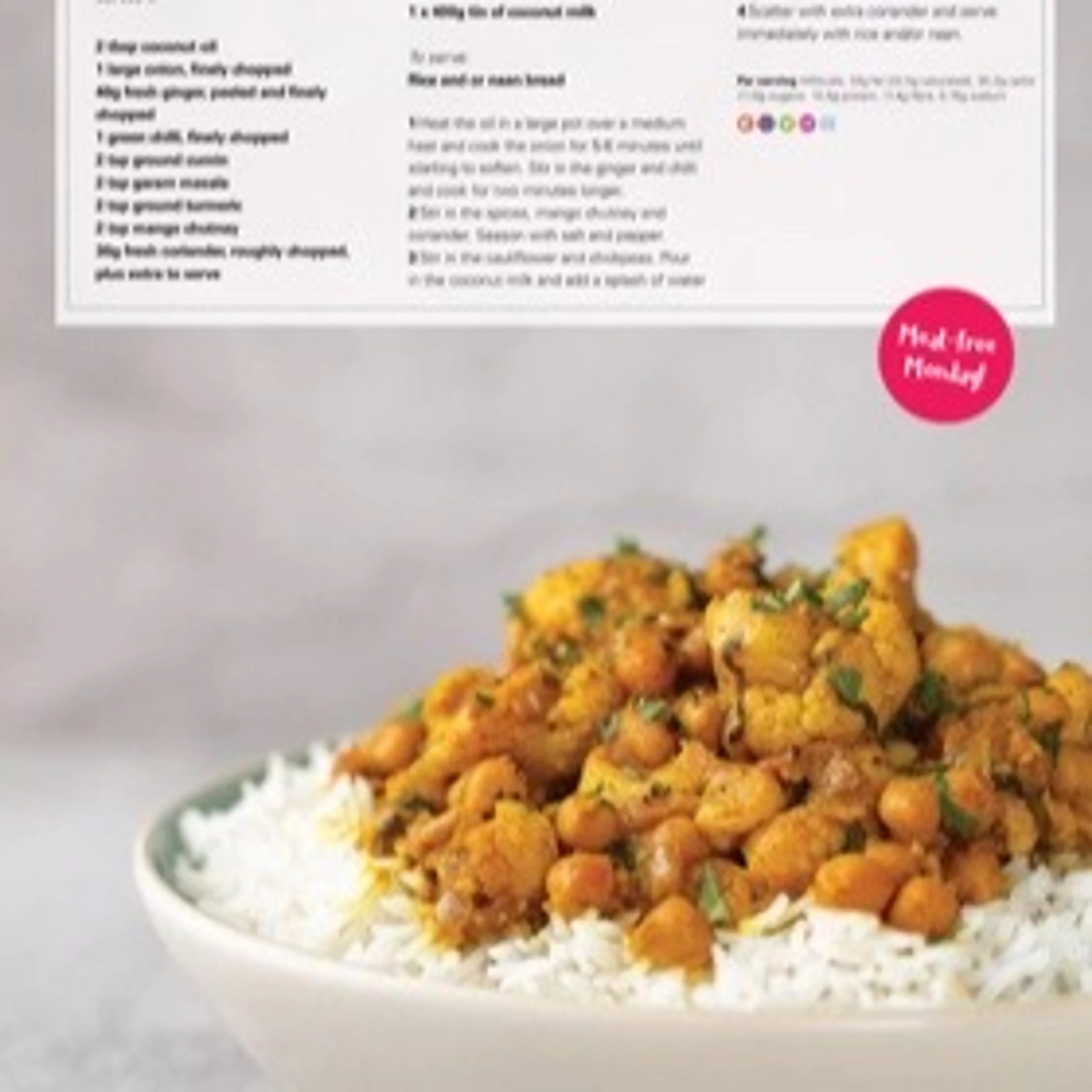 COCONUT, CAULIFLOWER AND CHICKPEA CURRY