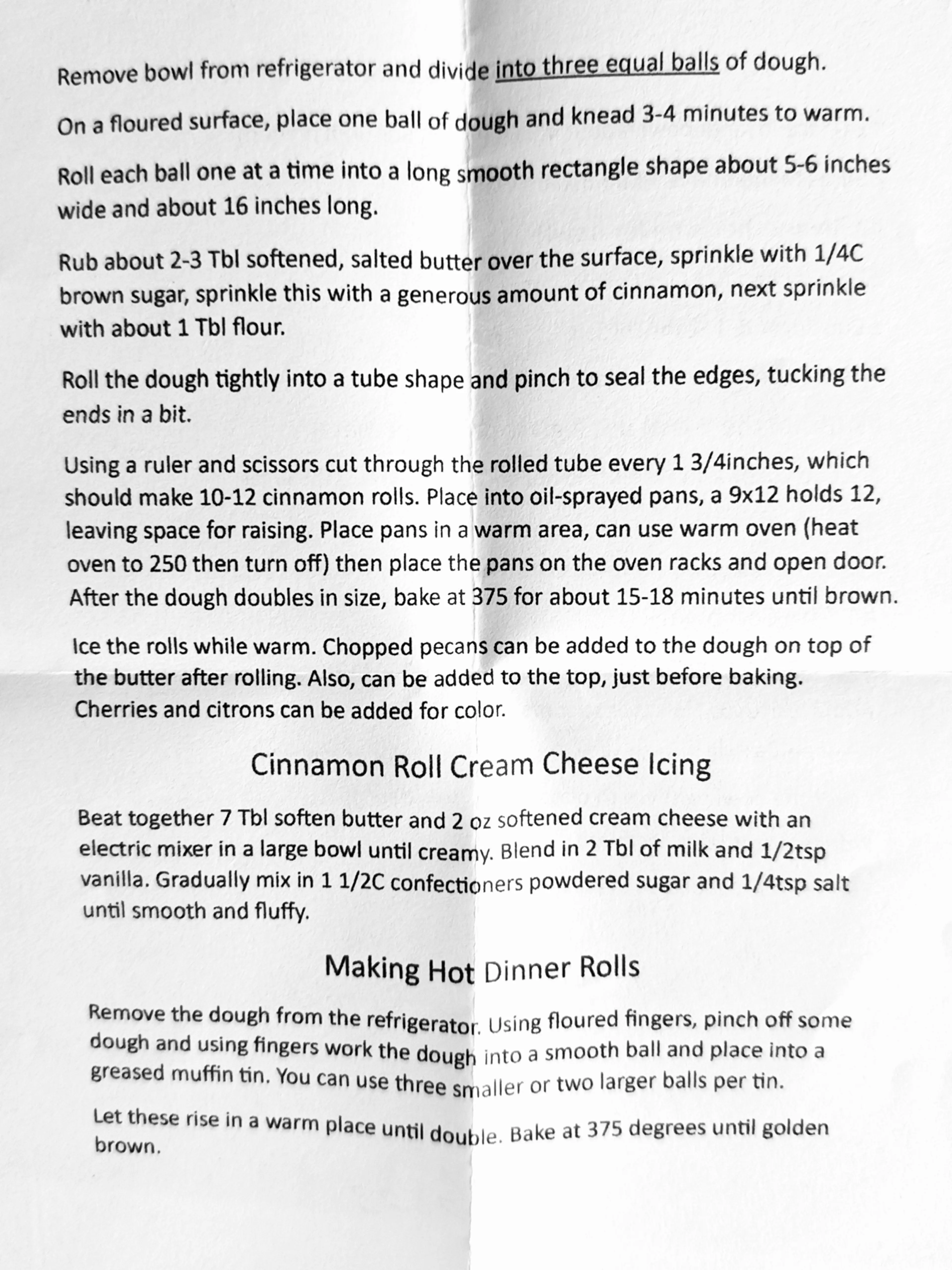 Grandma Weber’s Cinnamon Rolls and Hot Rolls