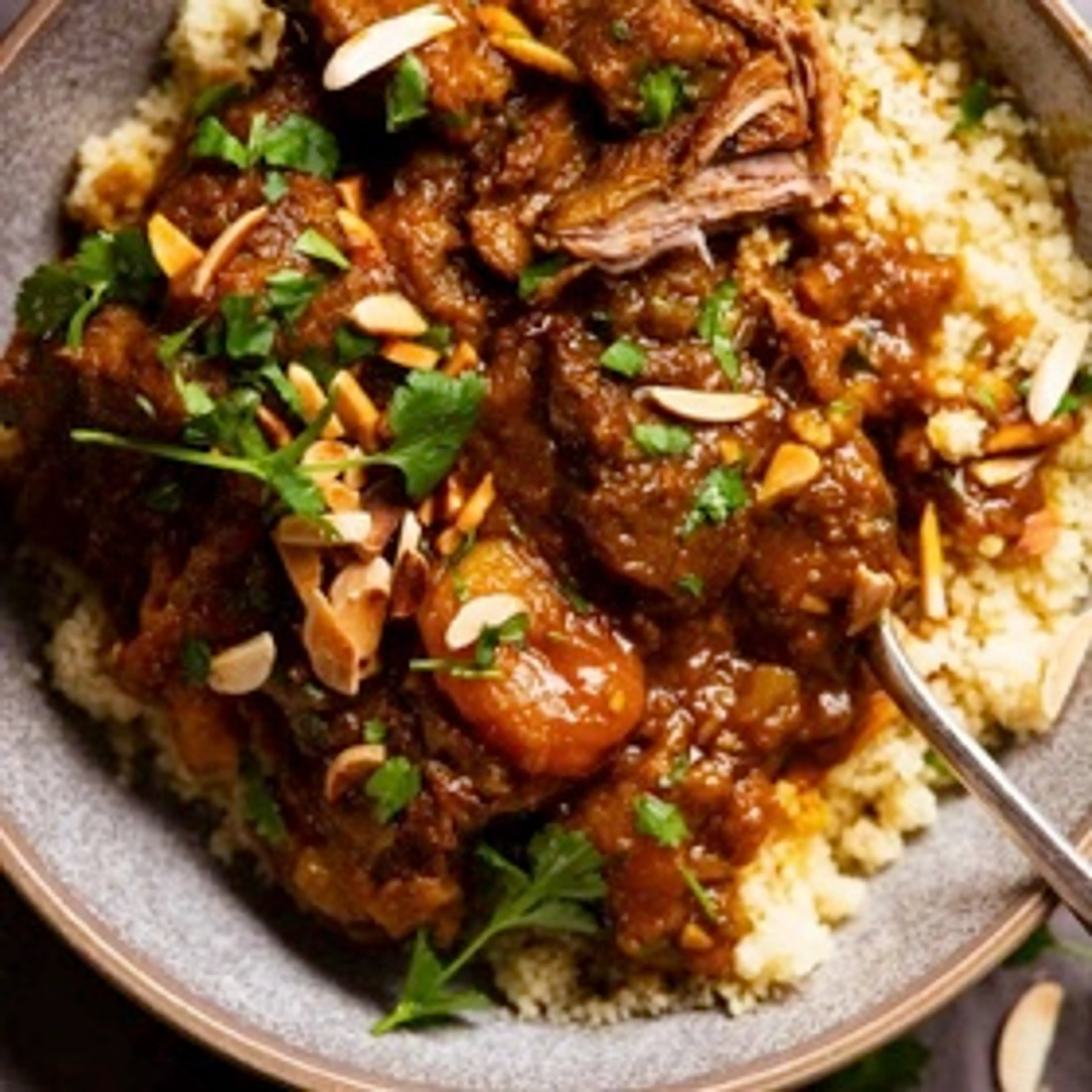 Lamb, Apricot and Olive Tagine with Charred Onion Couscous