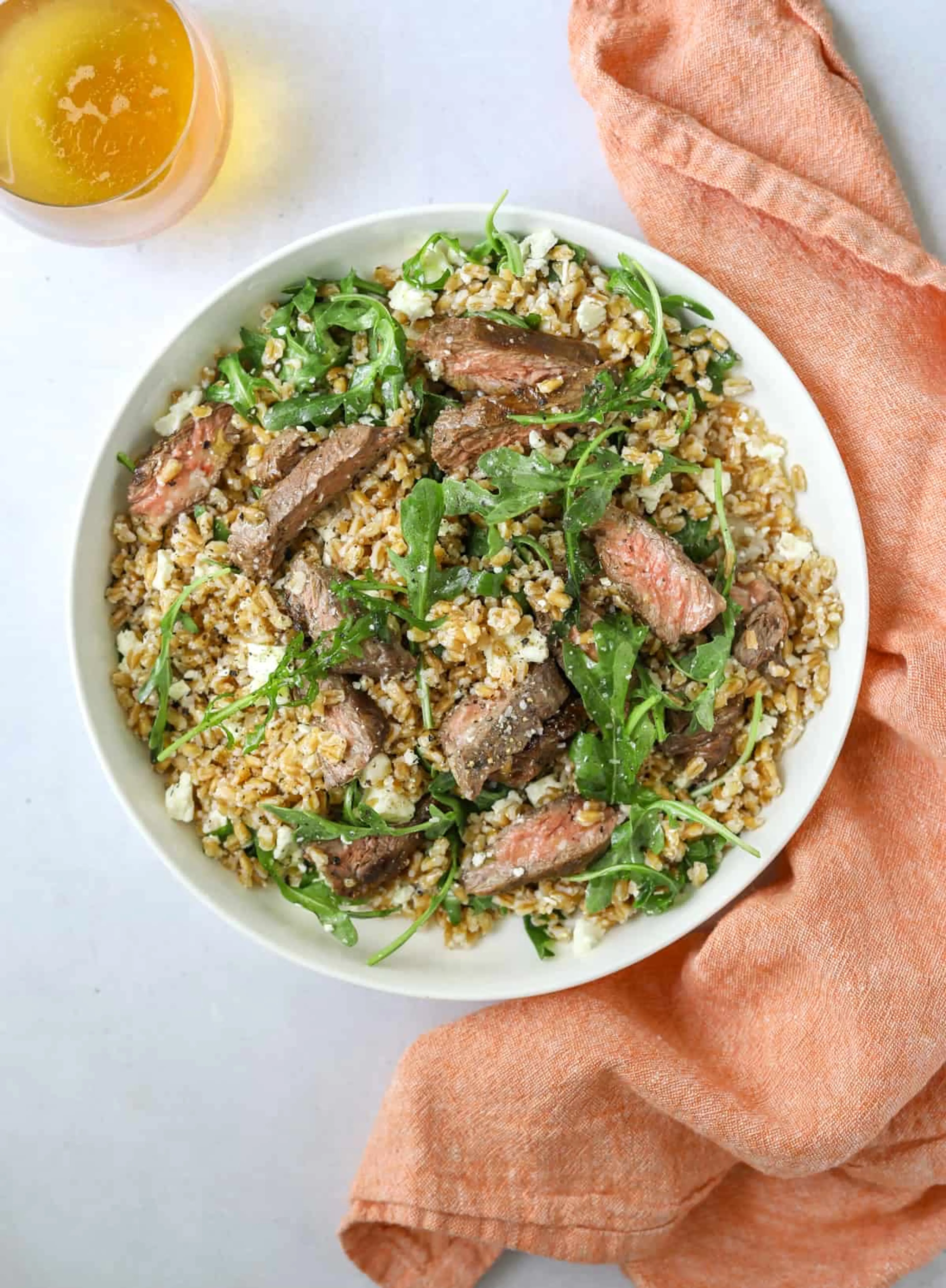 Five-Ingredient Steak Salad with Farro, Arugula, and Feta