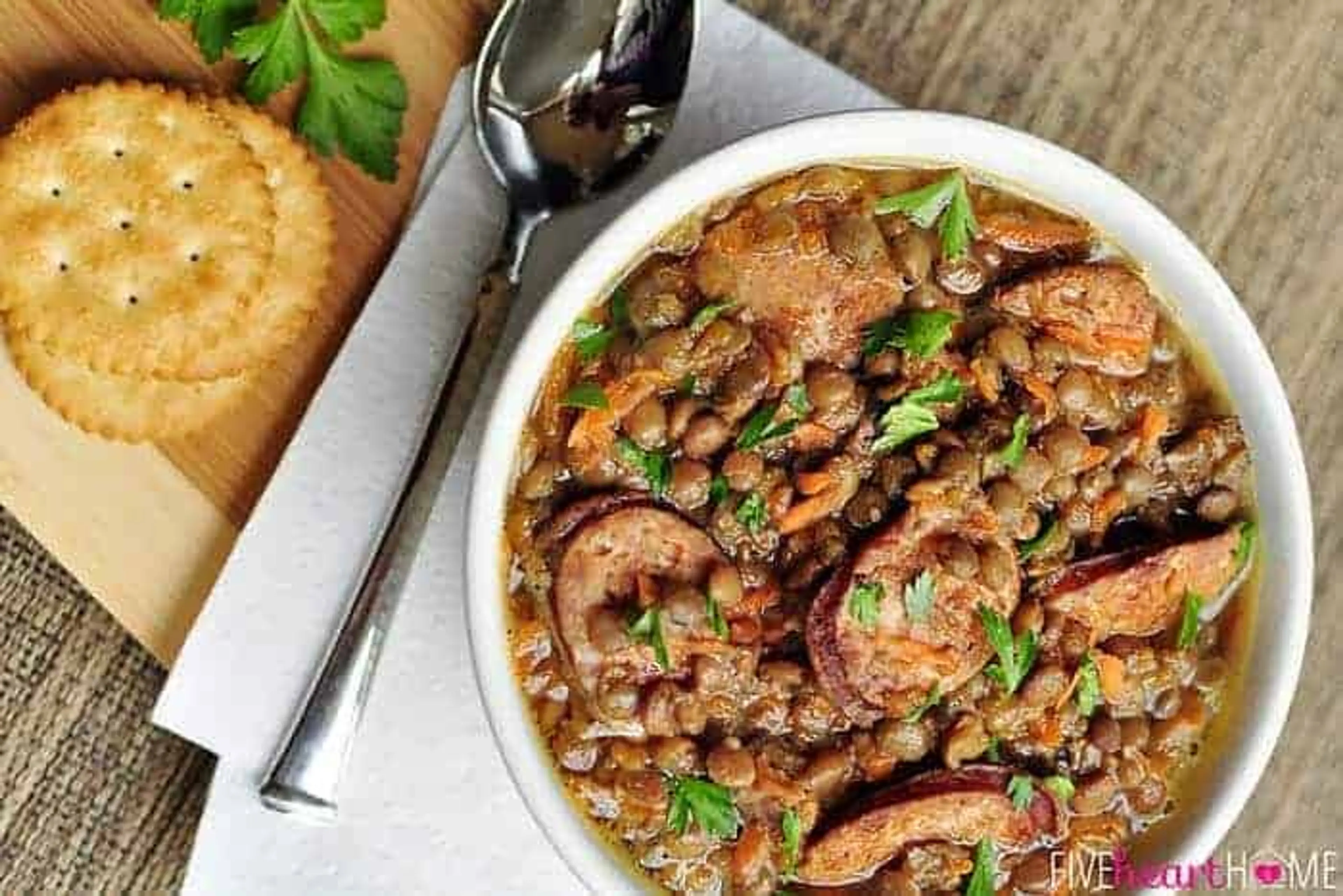 Slow Cooker German Lentils with Sausage