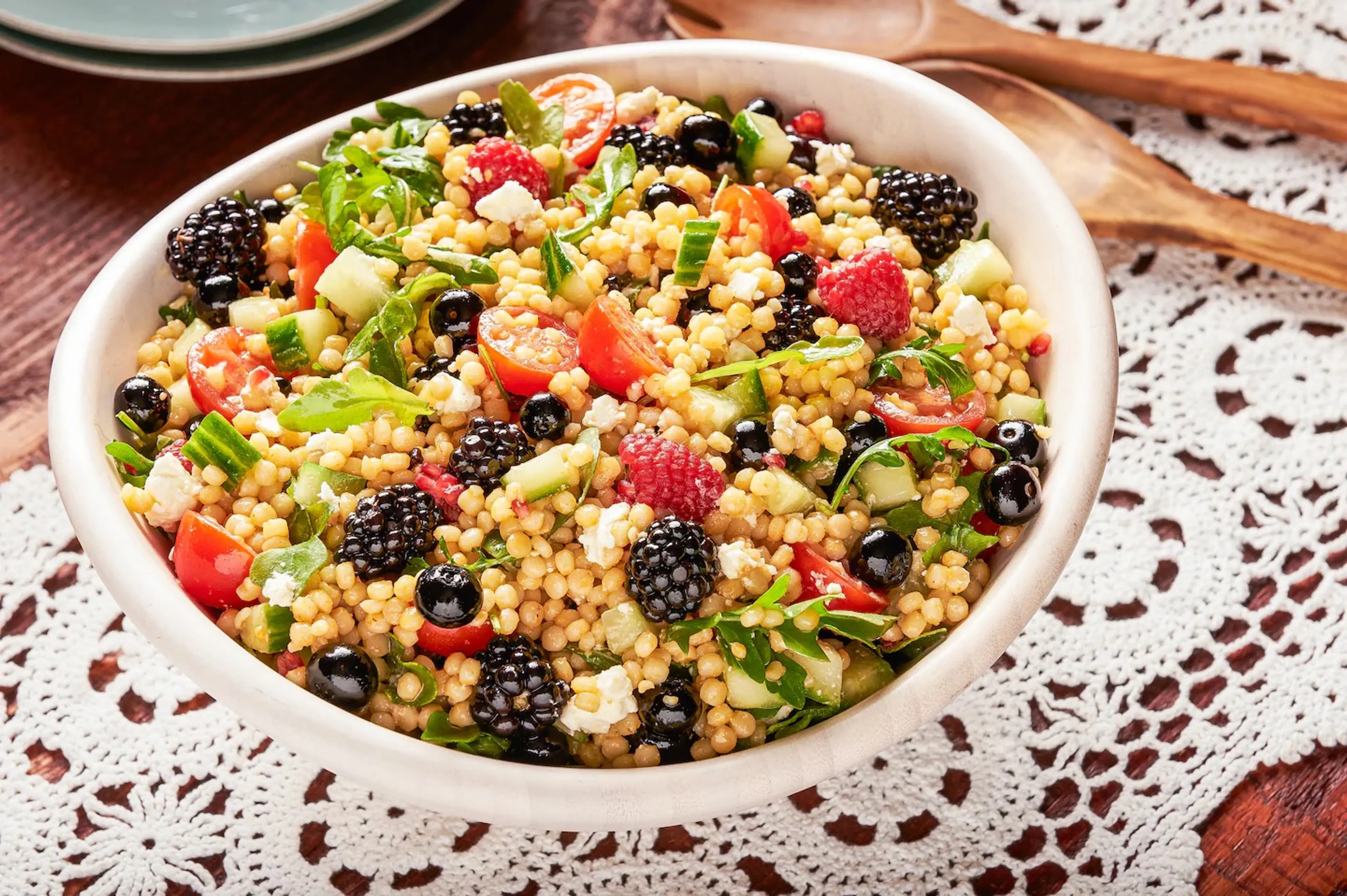 Couscous Salad With Summer Fruit and Arugula