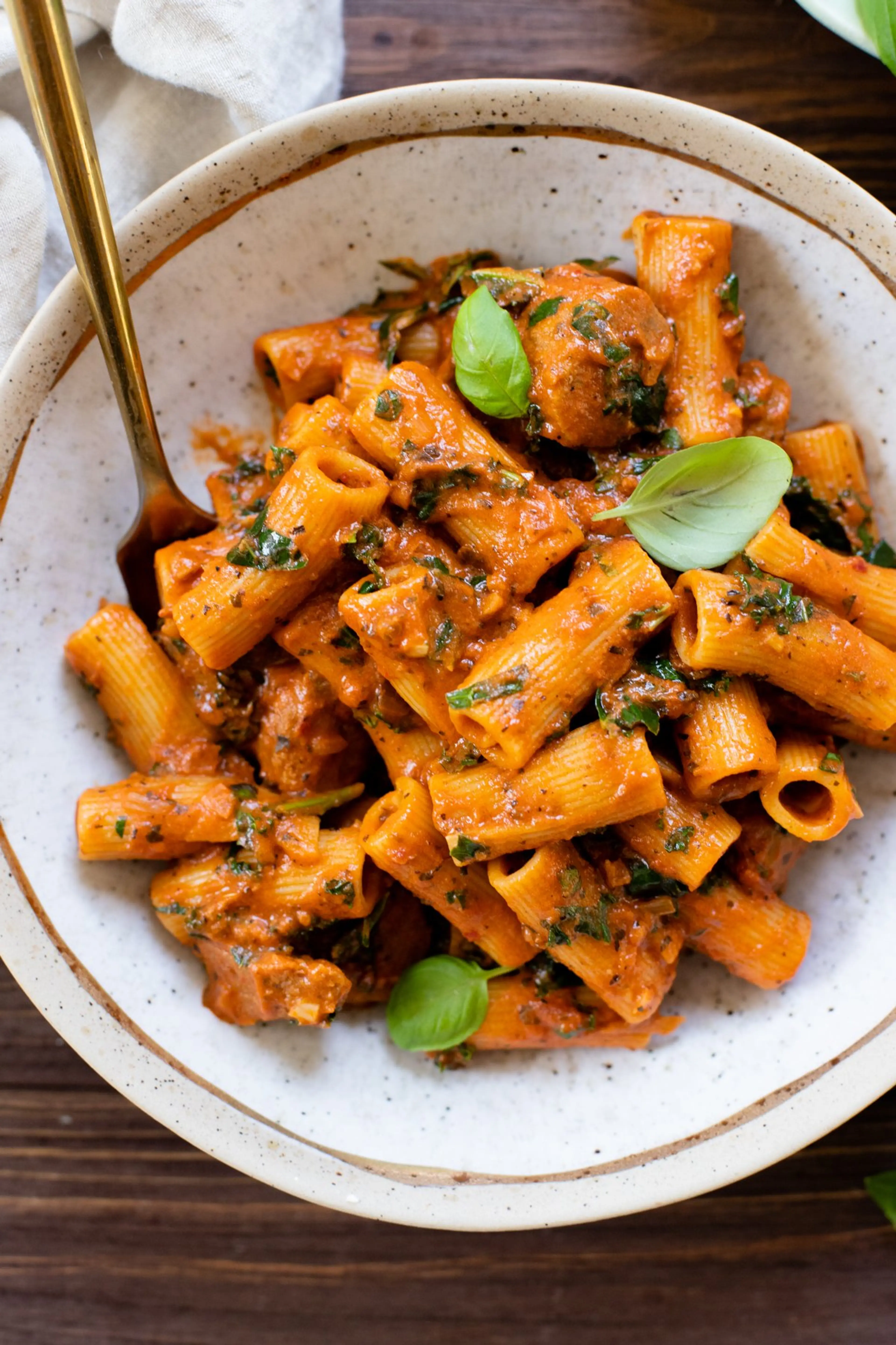 Spicy Vegan Sausage Pasta
