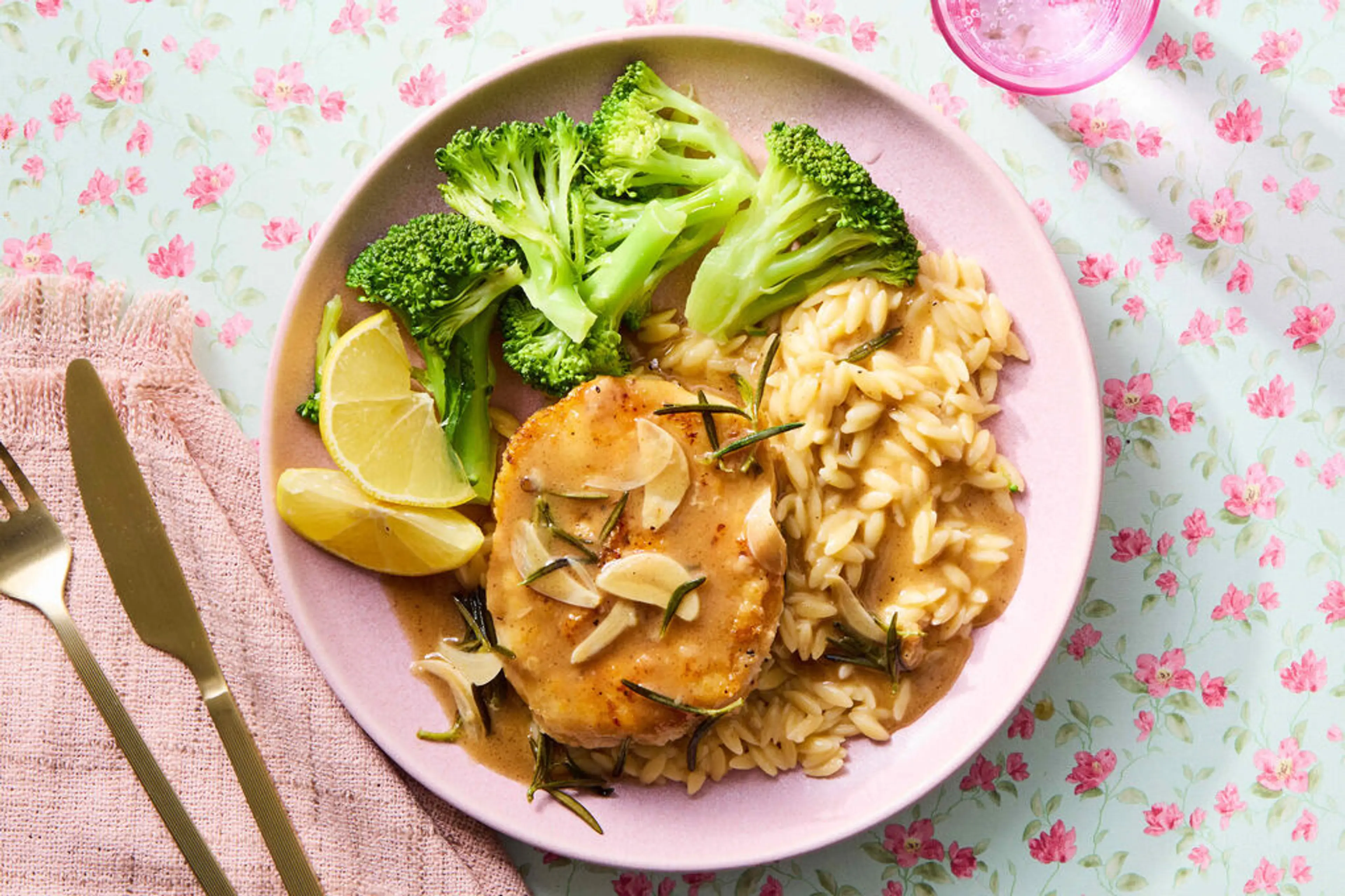 Rosemary Chicken with Parmesan-Lemon Orzotto & Broccoli