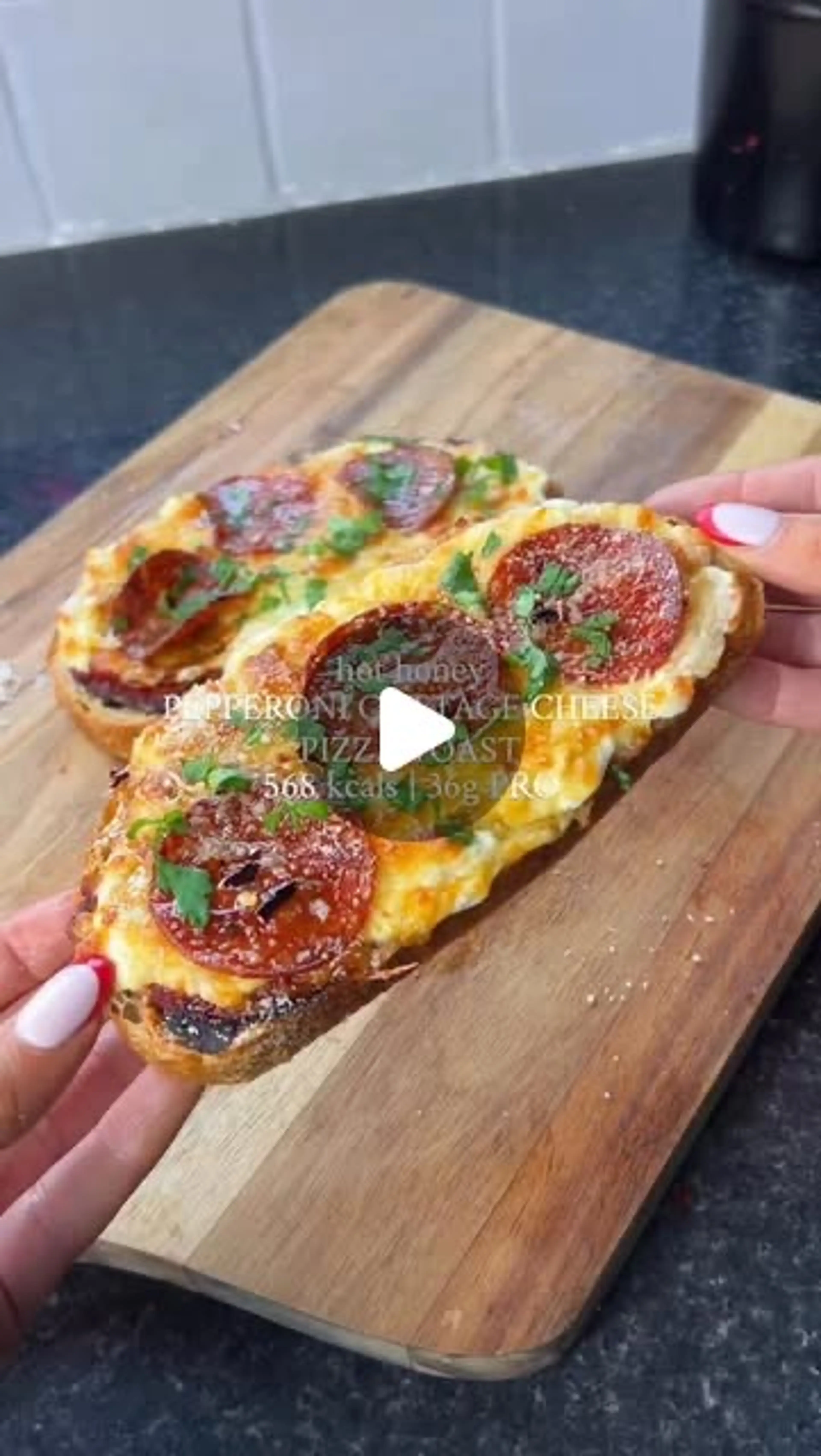 Hot Honey Pepperoni Cottage Cheese Pizza Toast