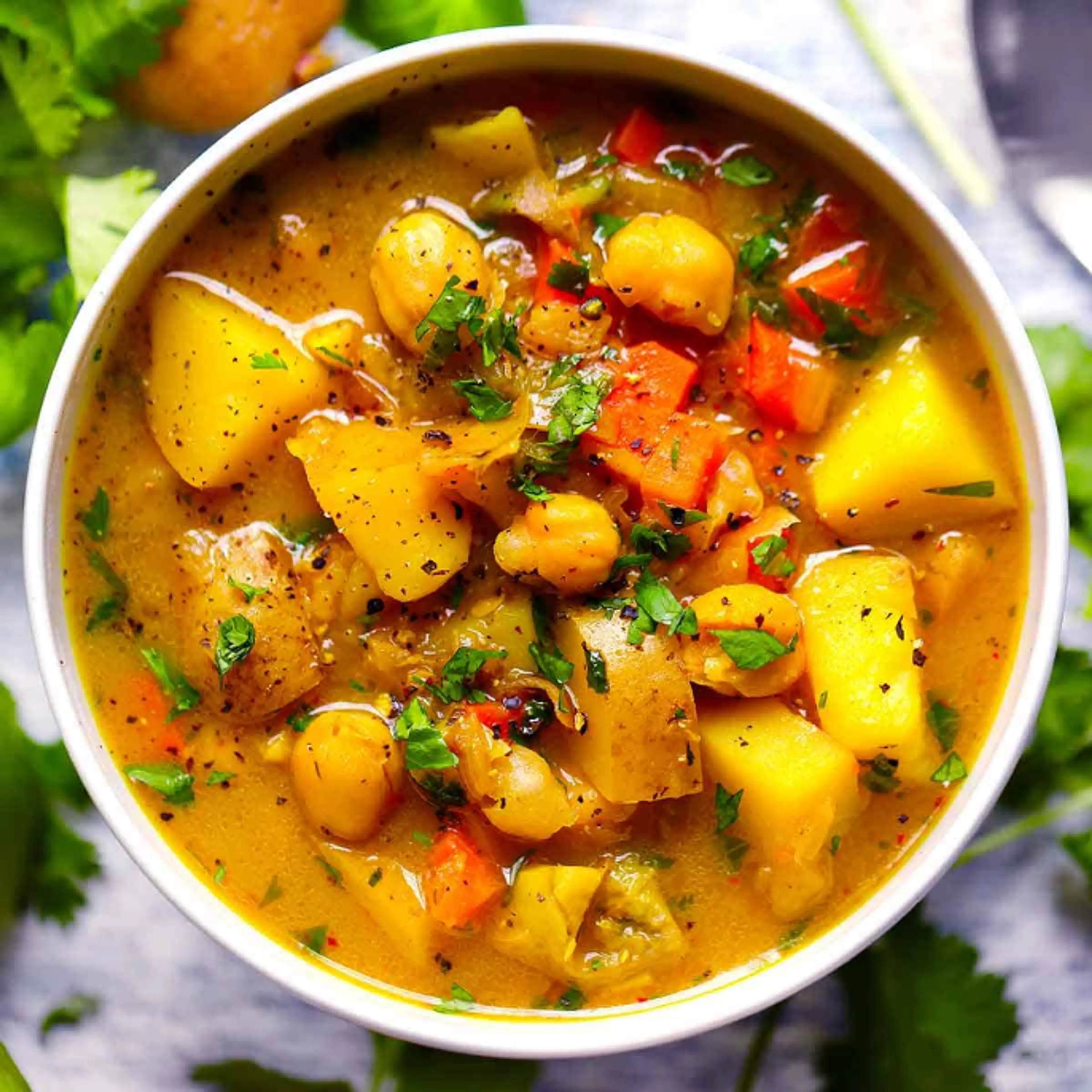 Curry Soup with Chickpeas and Potatoes
