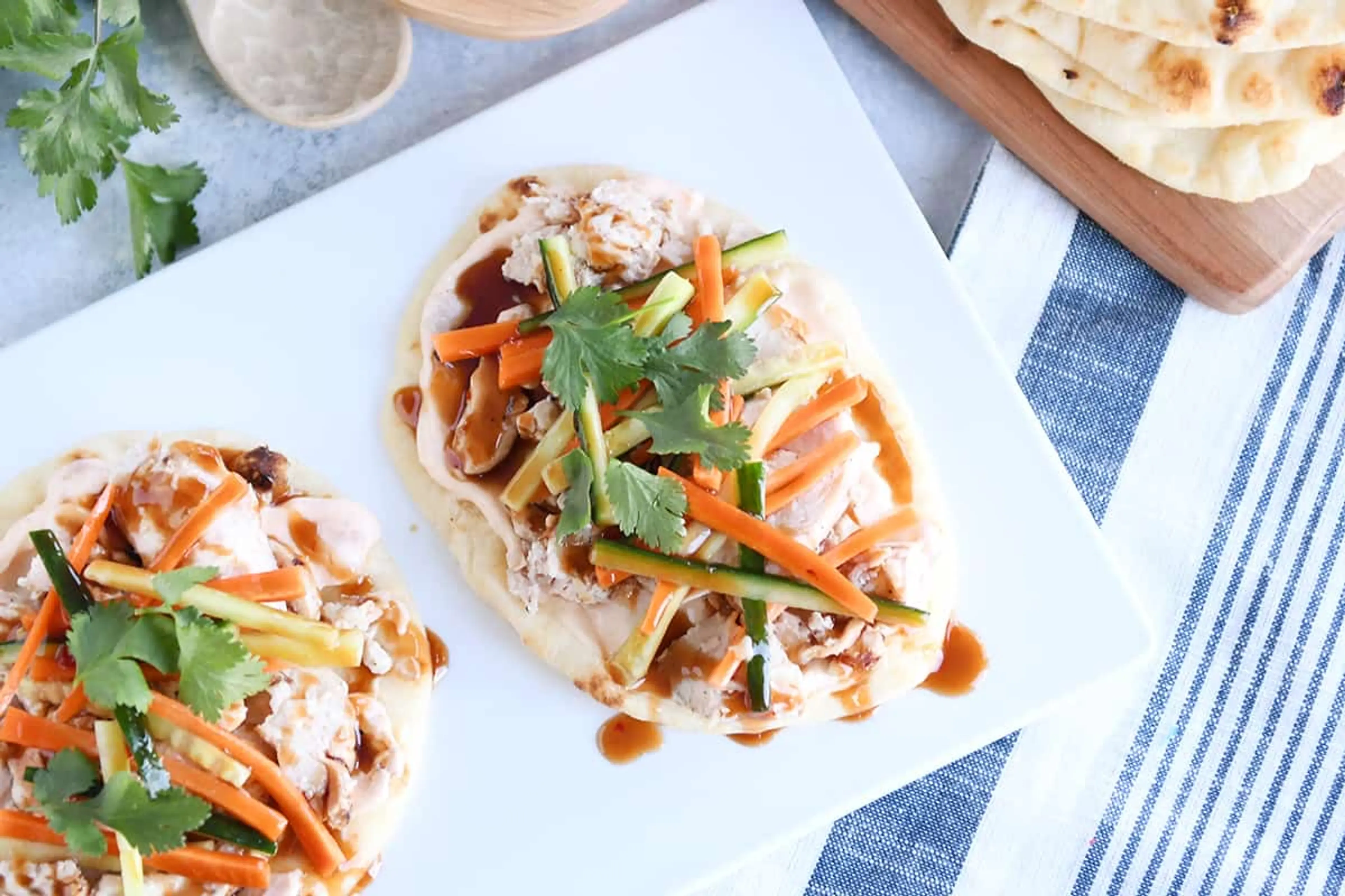 Chicken Banh Mi Flatbread with Incredible Sauces X 2