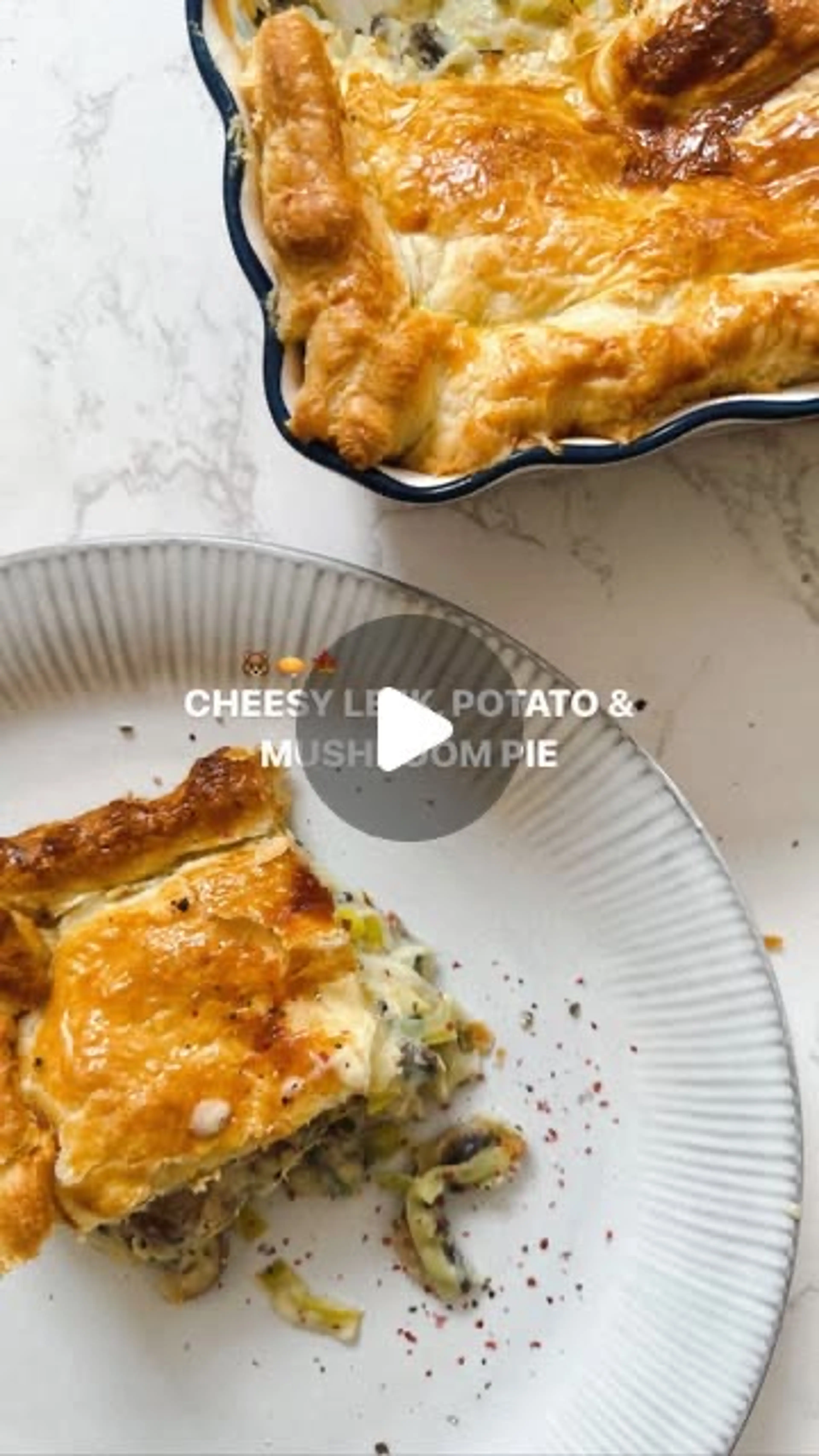Cheesy Leek, Potato and Mushroom Pie