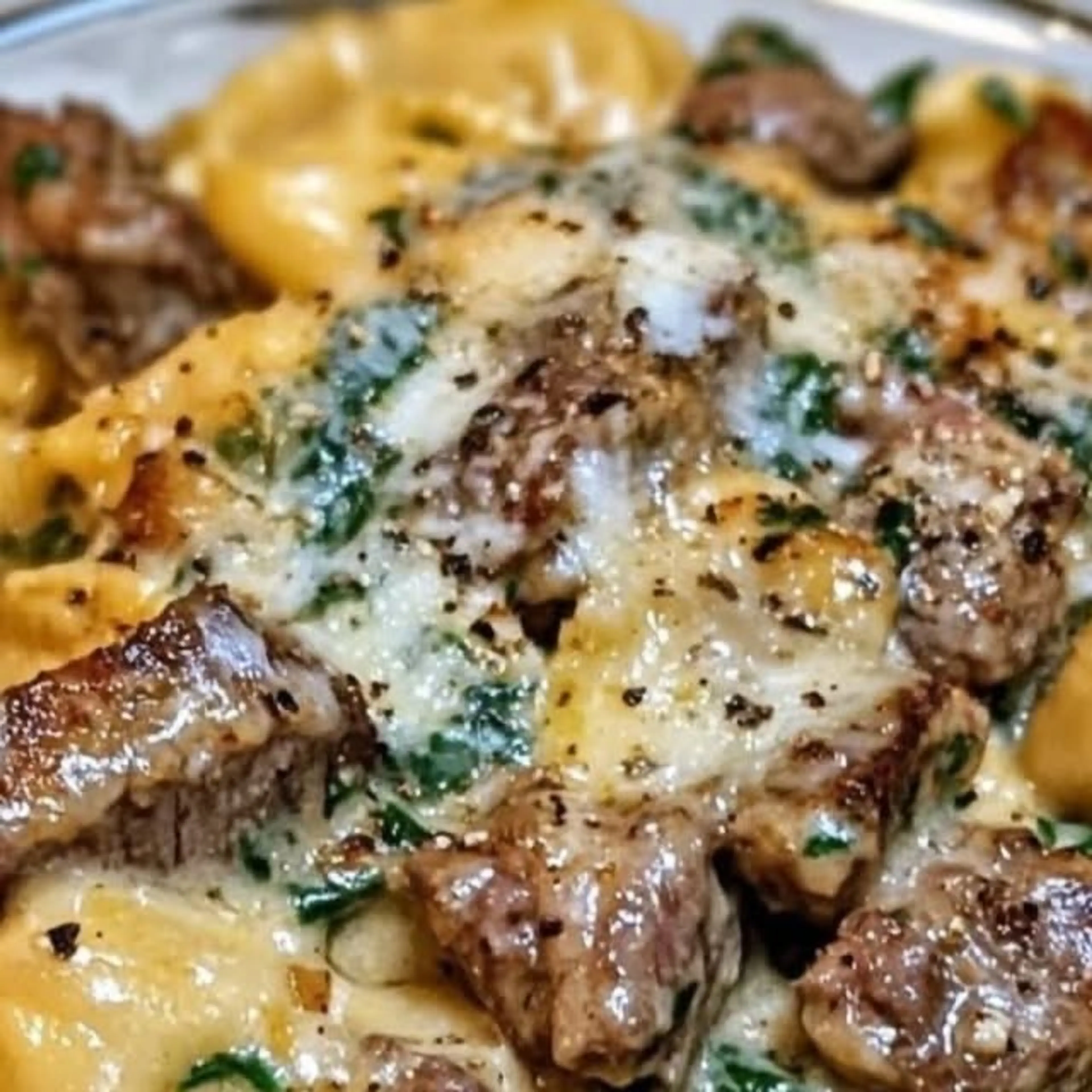 Creamy Steak Tortellini with Spinach & Parmesan