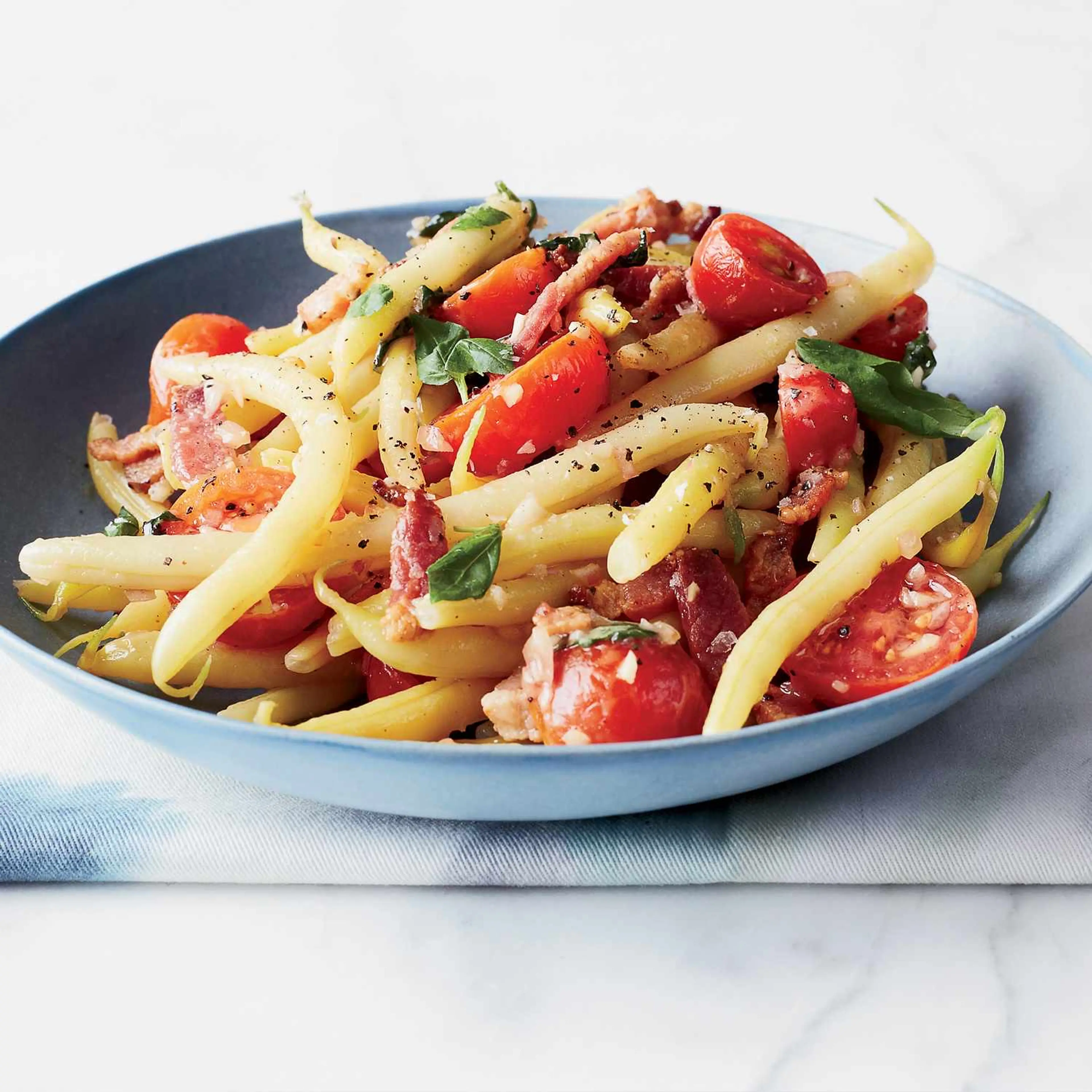 Warm Yellow Wax Beans in Bacon Vinaigrette